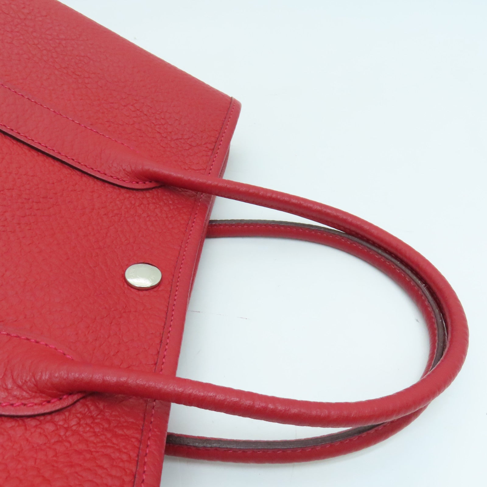 HERMES Country皮革Garden Party TPM银扣手挽袋红色Rouge Casaque Q5