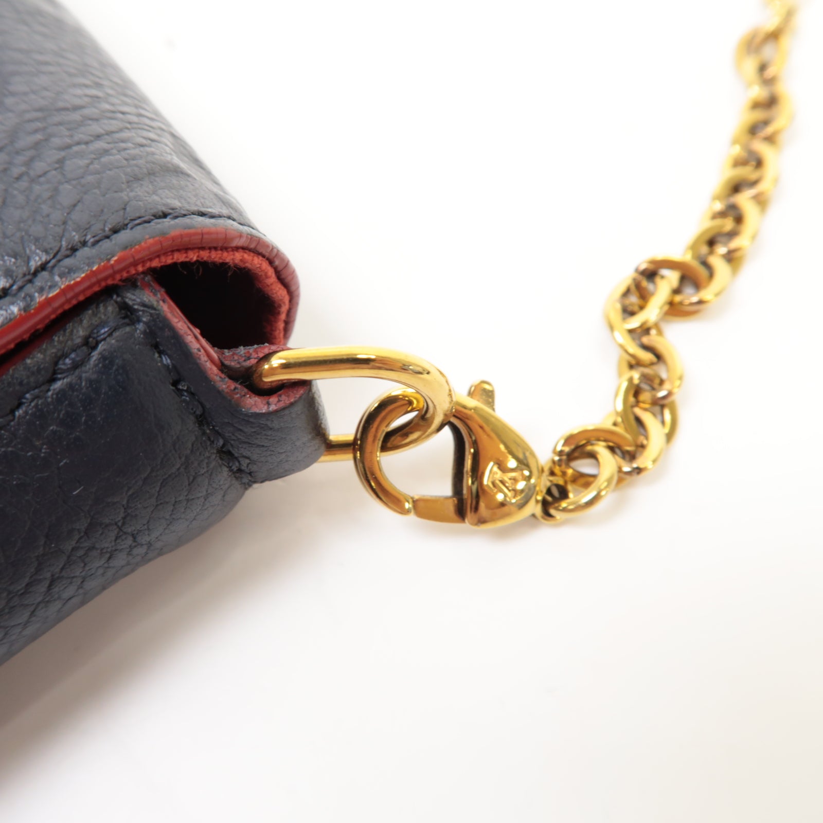 LOUIS VUITTON Monogram Empreinte Felicie Pochette金扣鏈帶肩背袋深藍色