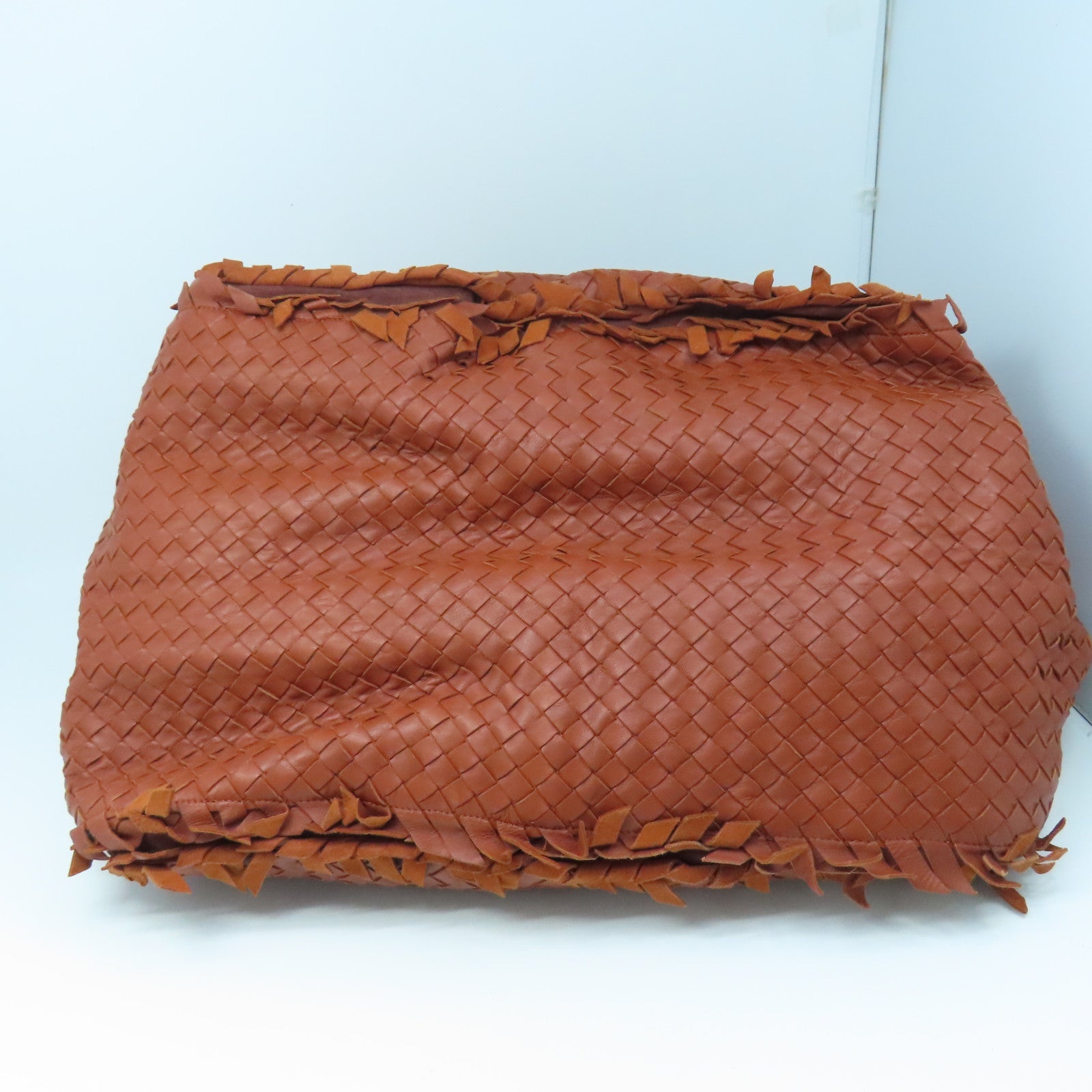 BOTTEGA VENETA Textured Leather Shoulder Bag Gold Buckle Brown