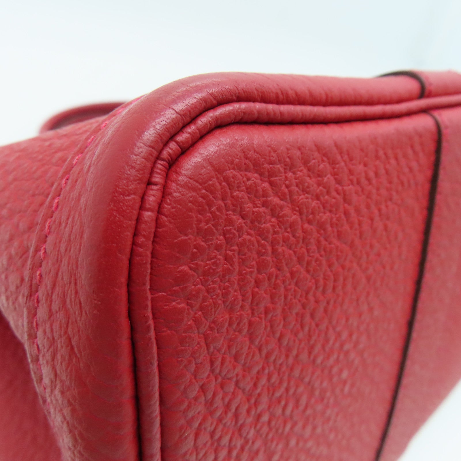 HERMES Country皮革Garden Party TPM银扣手挽袋红色Rouge Casaque Q5