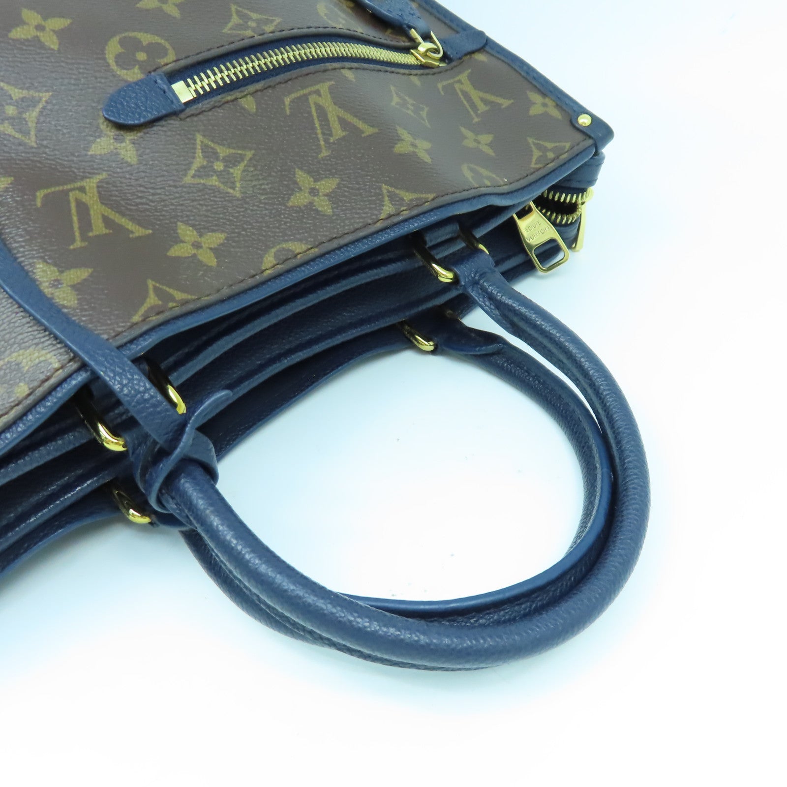 LOUIS VUITTON Monogram Popincourt MM金扣手挽肩背兩用袋啡色/藍色
