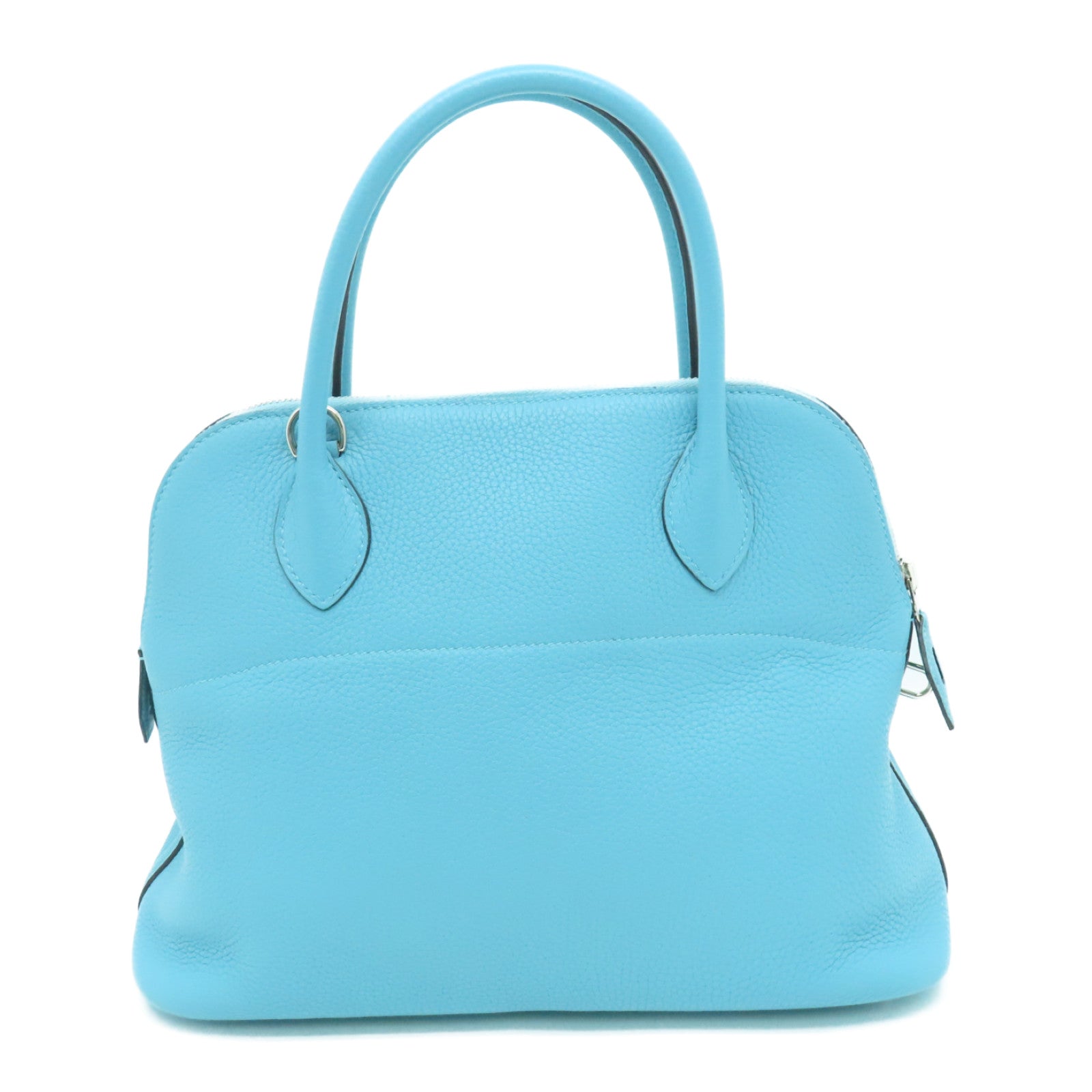 HERMES Clemence皮革Bolide 31銀扣手挽肩背兩用袋Blue Atoll淺藍色