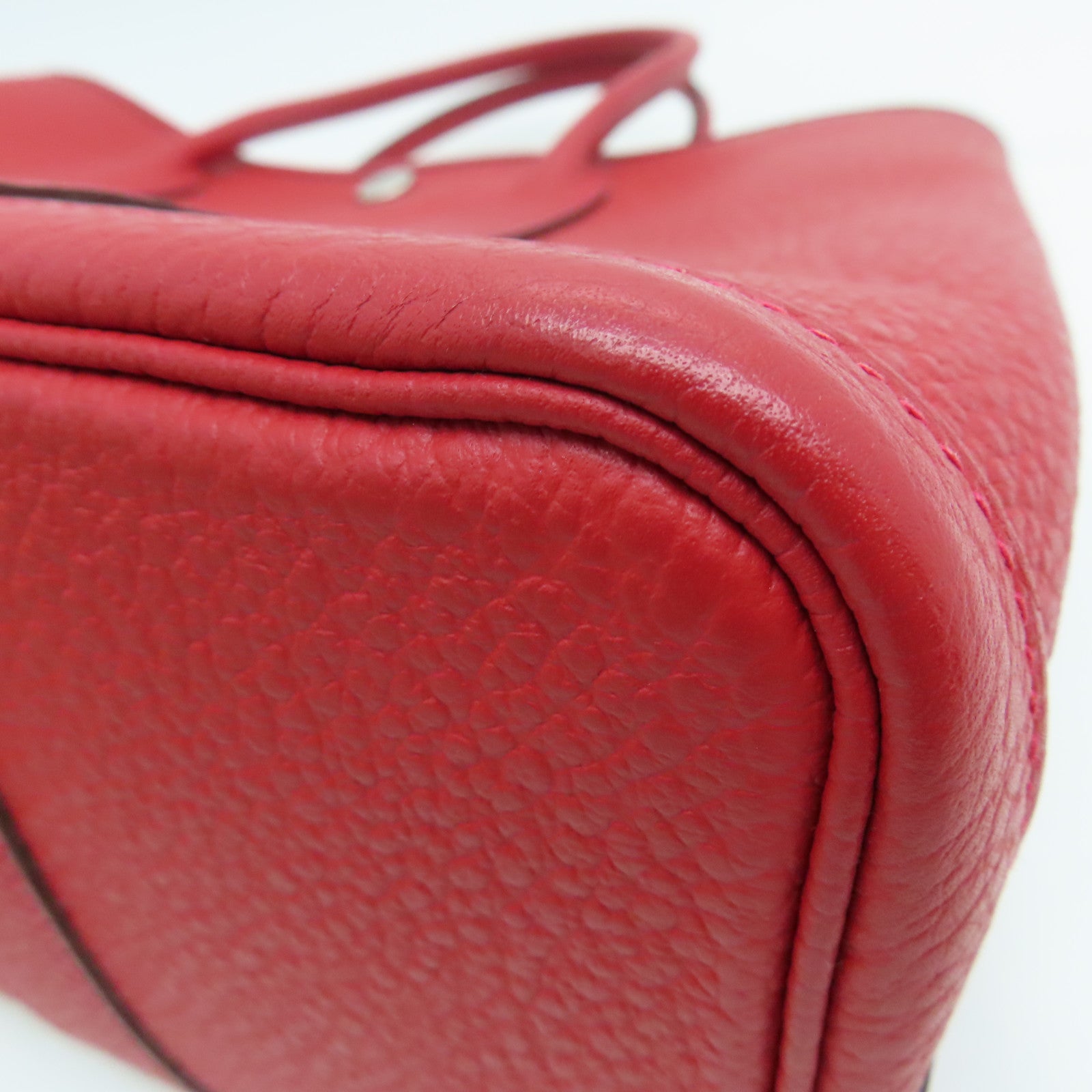 HERMES Country皮革Garden Party TPM银扣手挽袋红色Rouge Casaque Q5