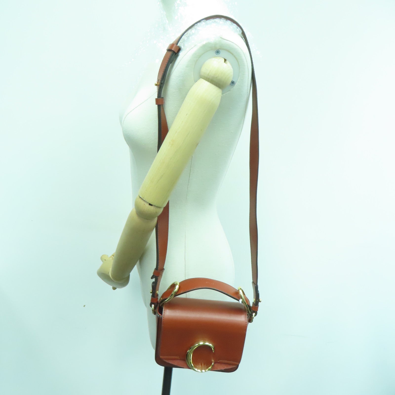Chloe 【激減優惠】牛皮皮革/麂皮皮革2 Way Shoulder金扣手挽肩背兩用袋啡色
