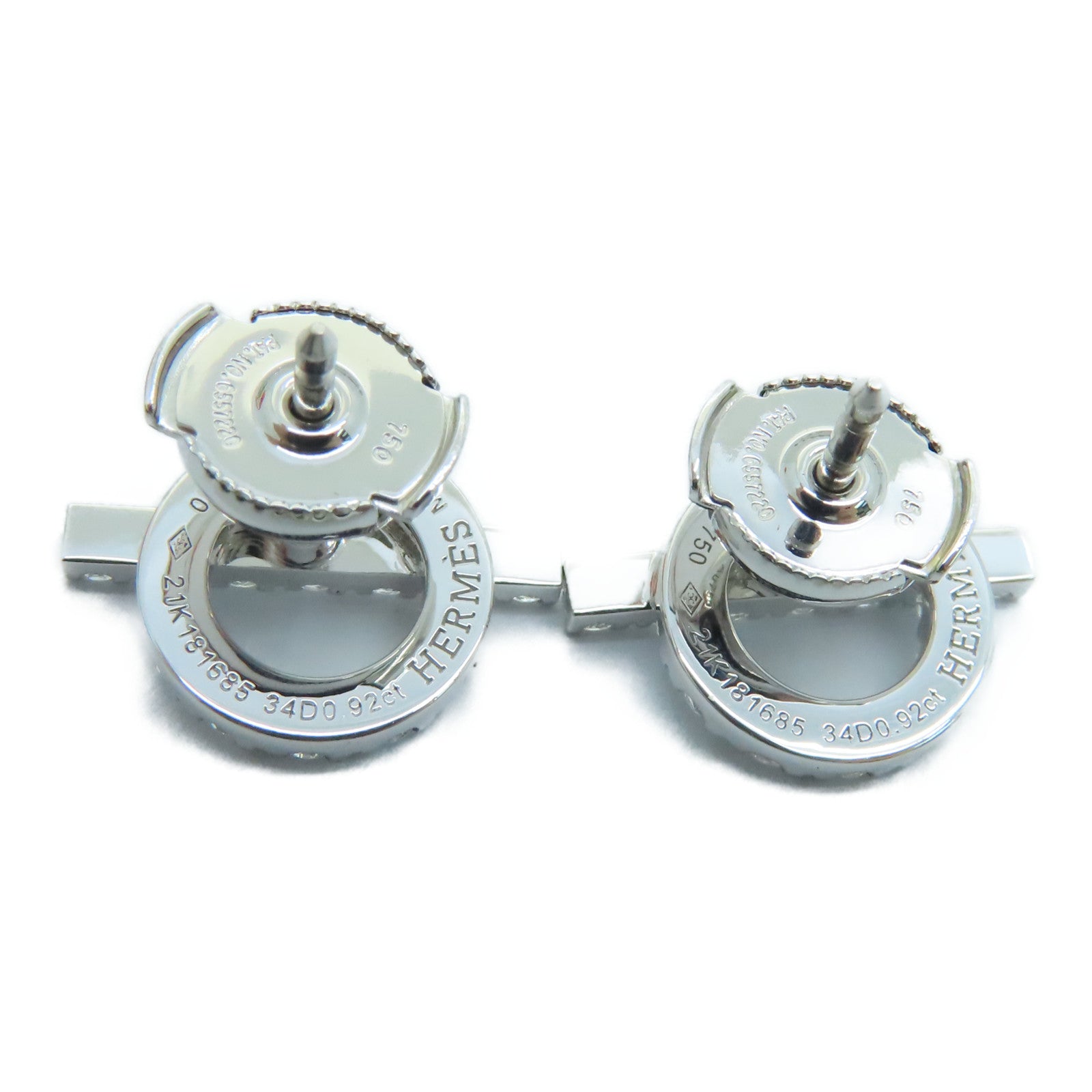 HERMES 18K白金Oreilles Finsse 0.92ct鑽石耳環