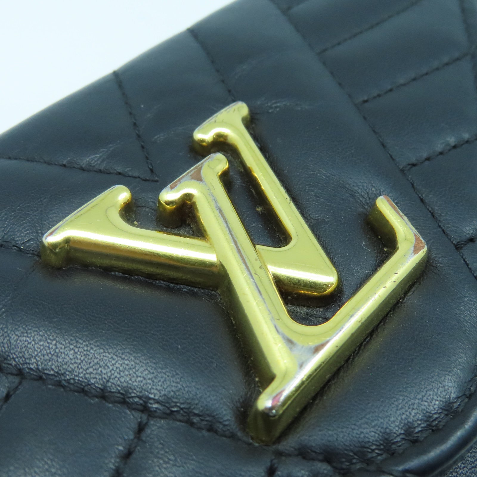 LOUIS VUITTON 牛皮皮革New Wave Long Wallet金扣長錢包黑色