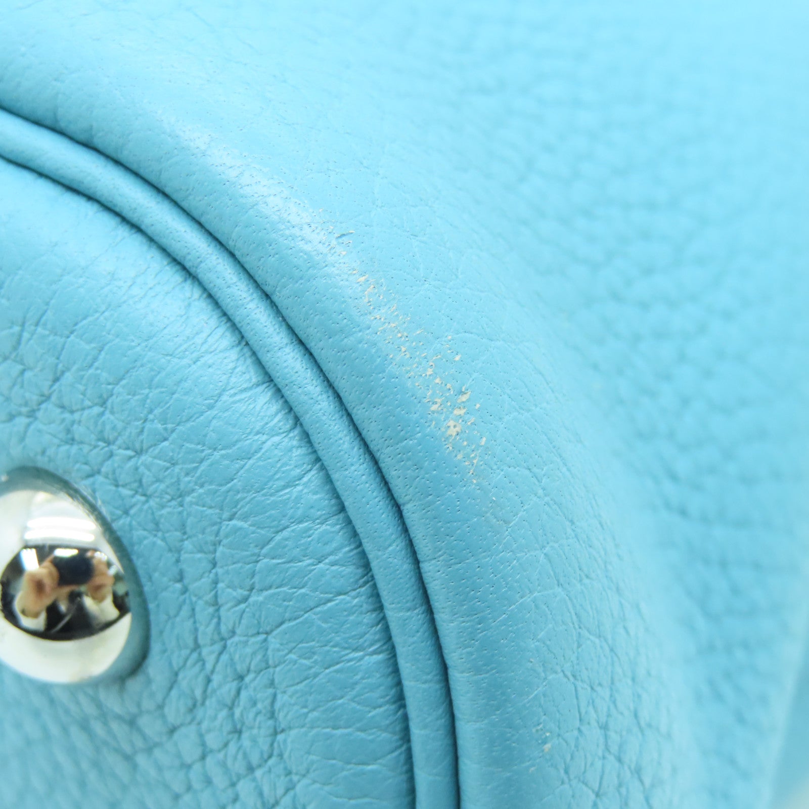 HERMES Clemence皮革Bolide 31銀扣手挽肩背兩用袋Blue Atoll淺藍色