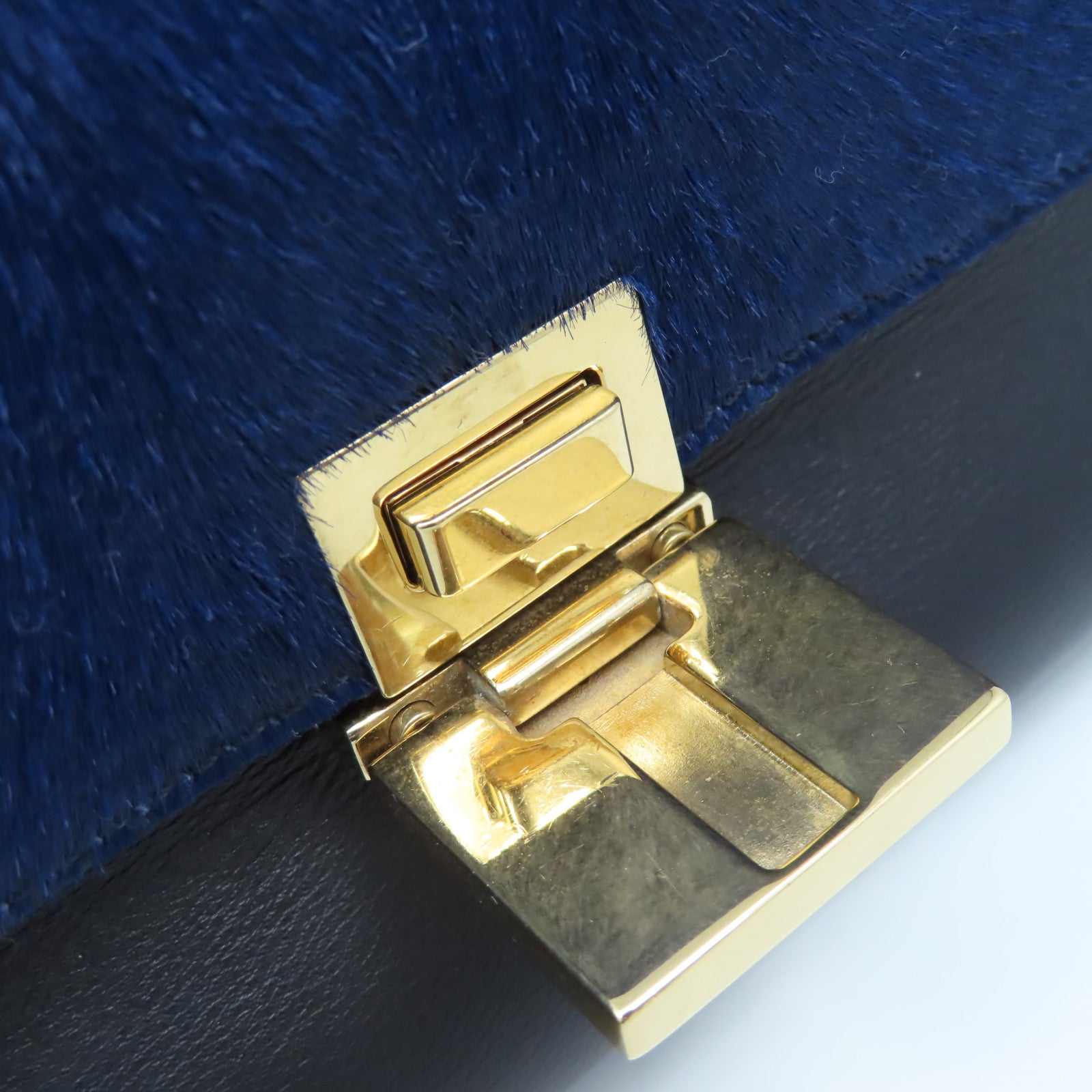 CELINE 馬毛/牛皮皮革Trapeze 2Way Shoulder Bag金扣手挽肩背兩用袋黑色/深藍色/灰色