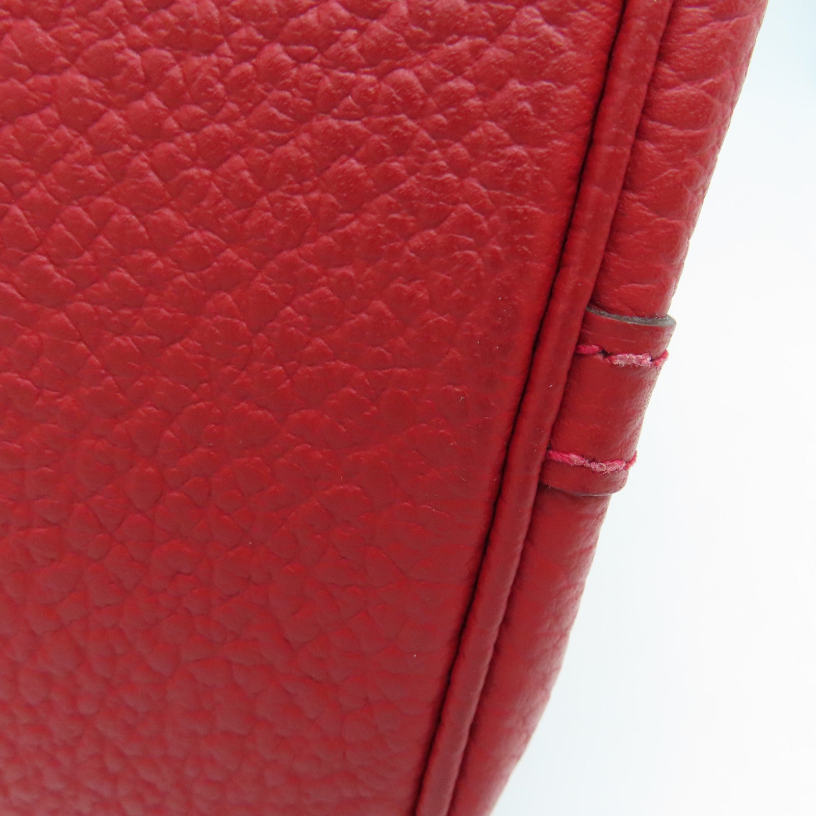 HERMES Country皮革Garden Party TPM银扣手挽袋红色Rouge Casaque Q5