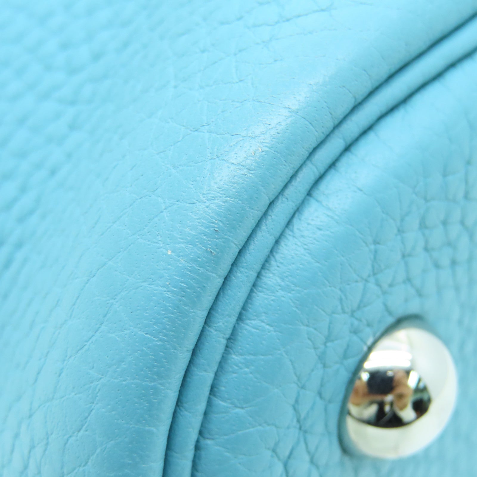 HERMES Clemence皮革Bolide 31銀扣手挽肩背兩用袋Blue Atoll淺藍色