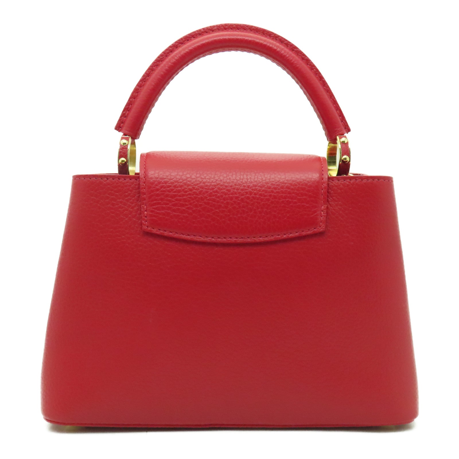 LOUIS VUITTON Taurillon皮革Capucines BB金扣手挽肩背兩用袋紅色