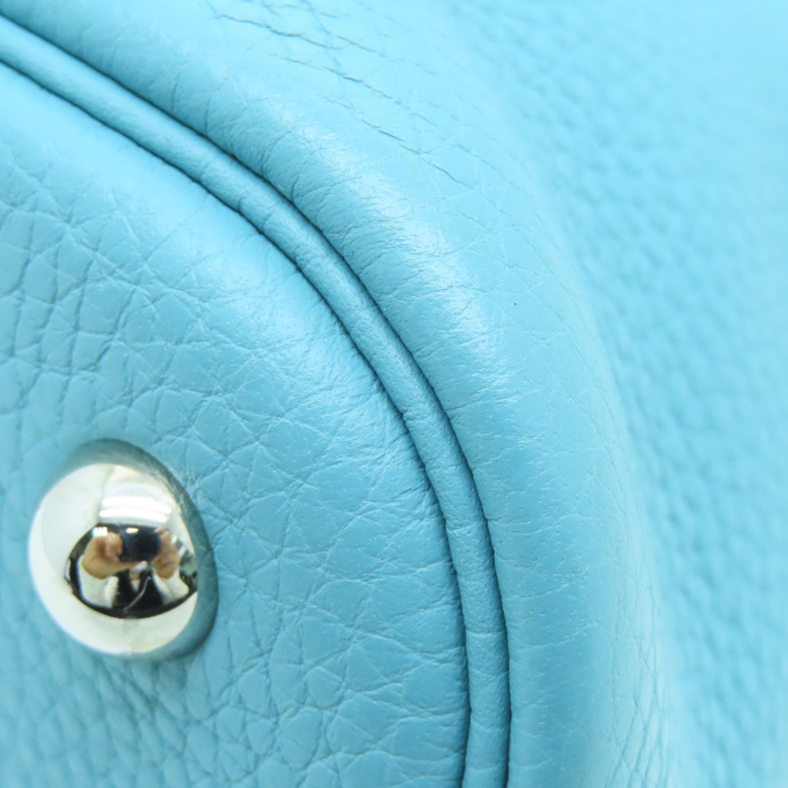 HERMES Clemence皮革Bolide 31銀扣手挽肩背兩用袋Blue Atoll淺藍色