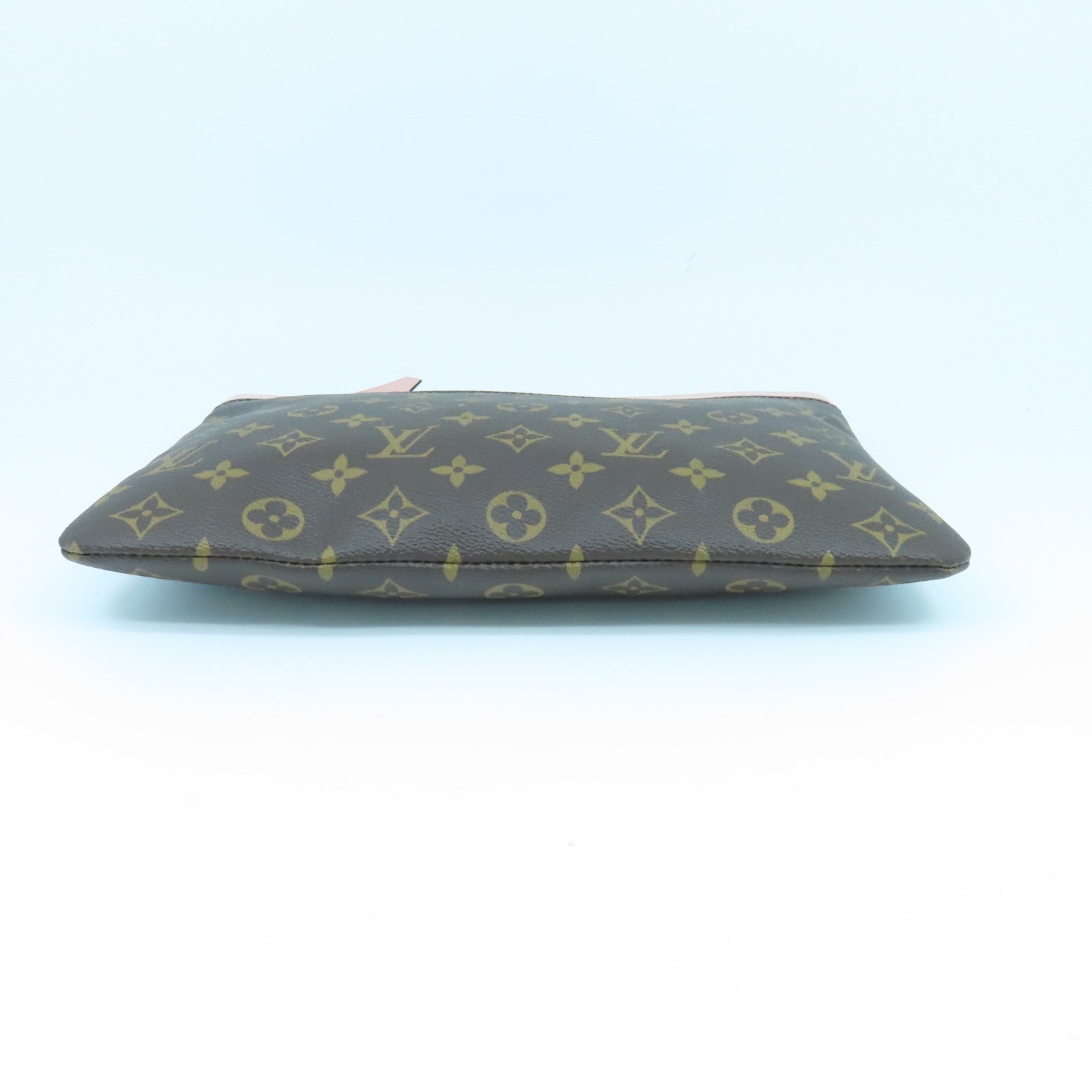 LOUIS VUITTON 【激減優惠】Monogram Daily Pouch金扣手拿包啡色/粉紅色