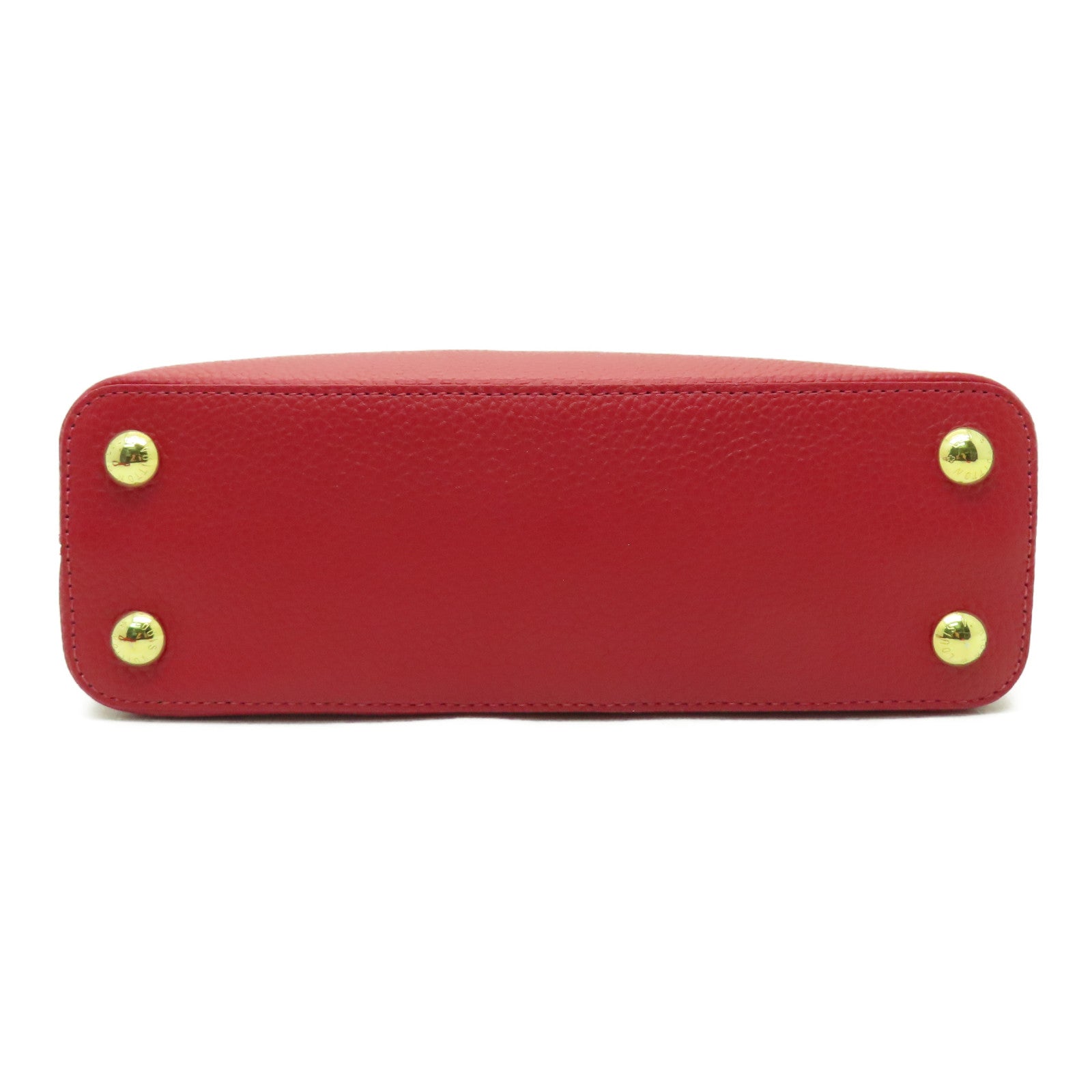 LOUIS VUITTON Taurillon皮革Capucines BB金扣手挽肩背兩用袋紅色