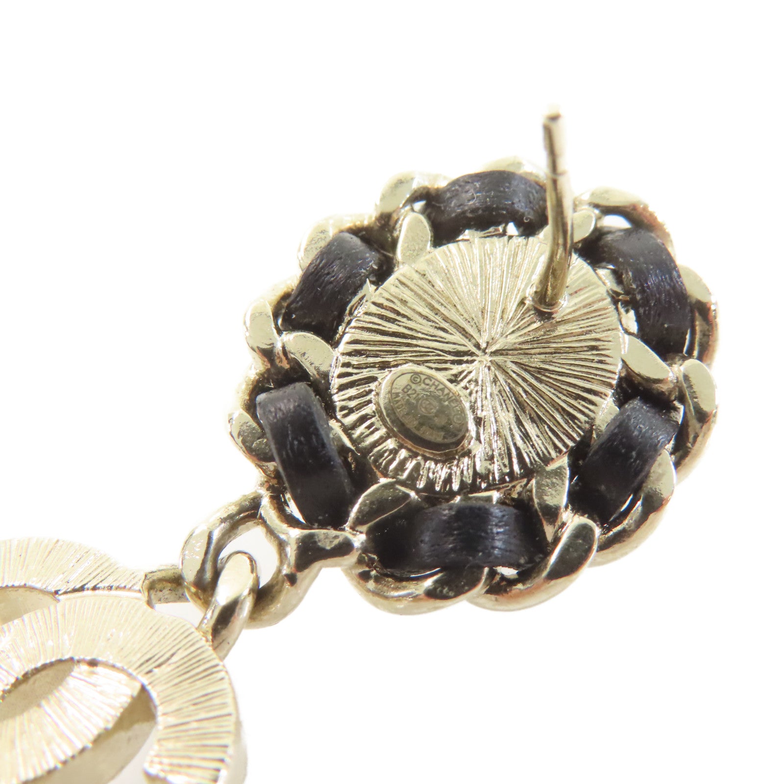 CHANEL 仿珍珠/金屬CC Earrings耳環黑色/金色/珍珠色