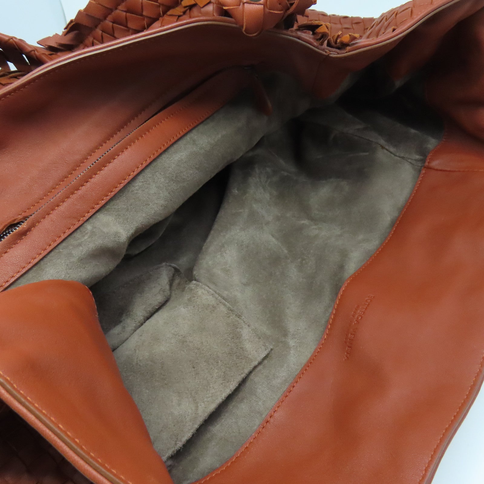 BOTTEGA VENETA Textured Leather Shoulder Bag Gold Buckle Brown