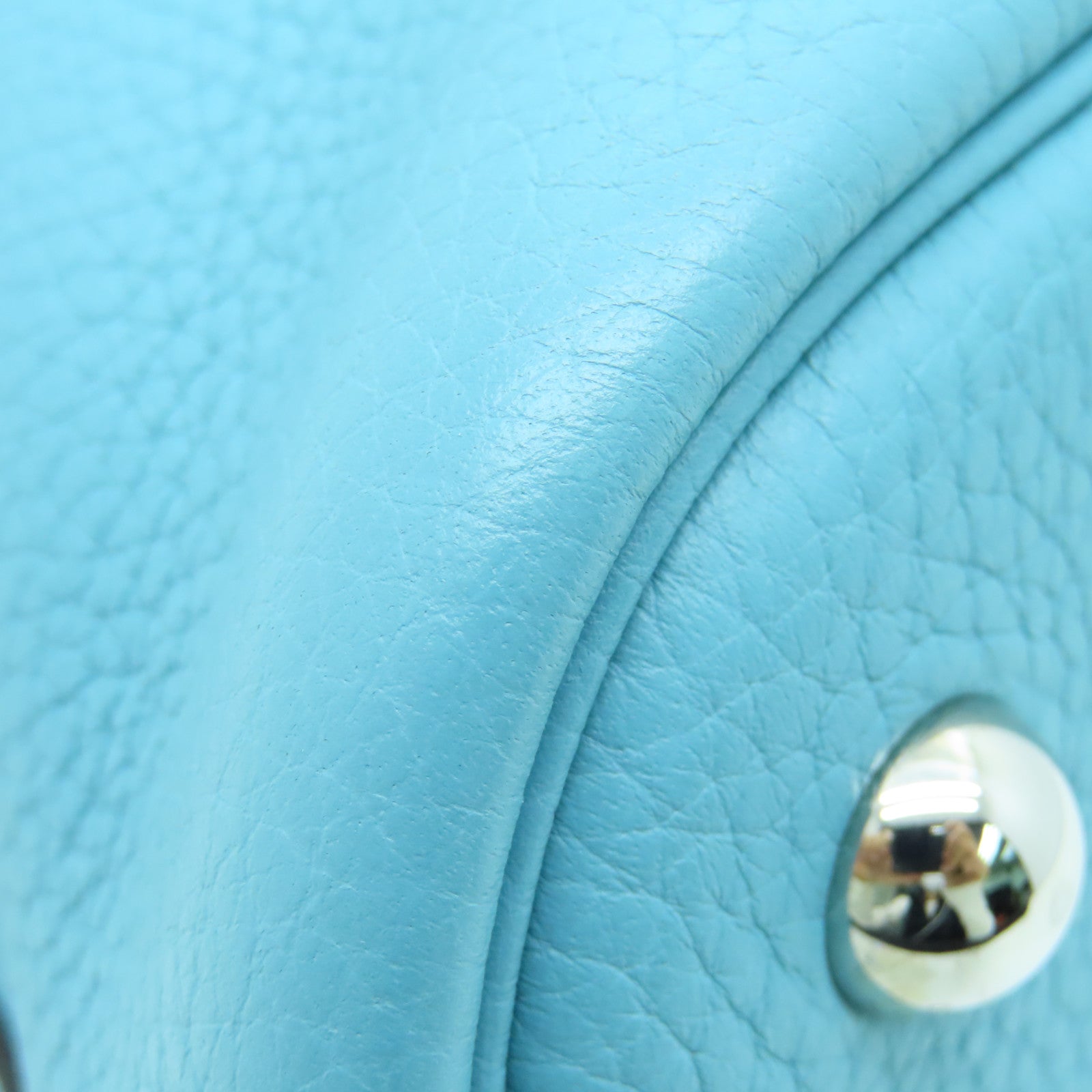 HERMES Clemence皮革Bolide 31銀扣手挽肩背兩用袋Blue Atoll淺藍色