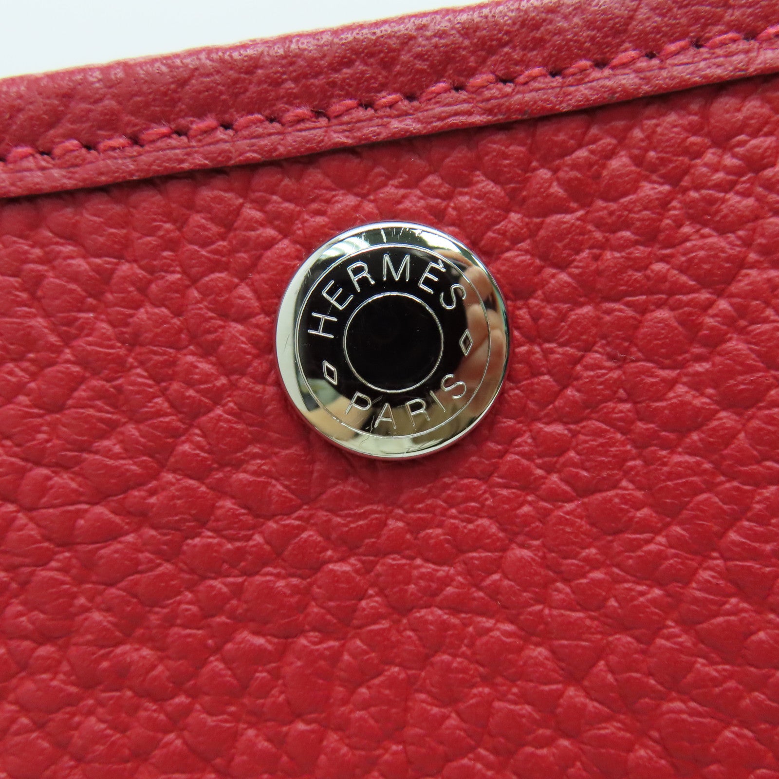 HERMES Country皮革Garden Party TPM银扣手挽袋红色Rouge Casaque Q5