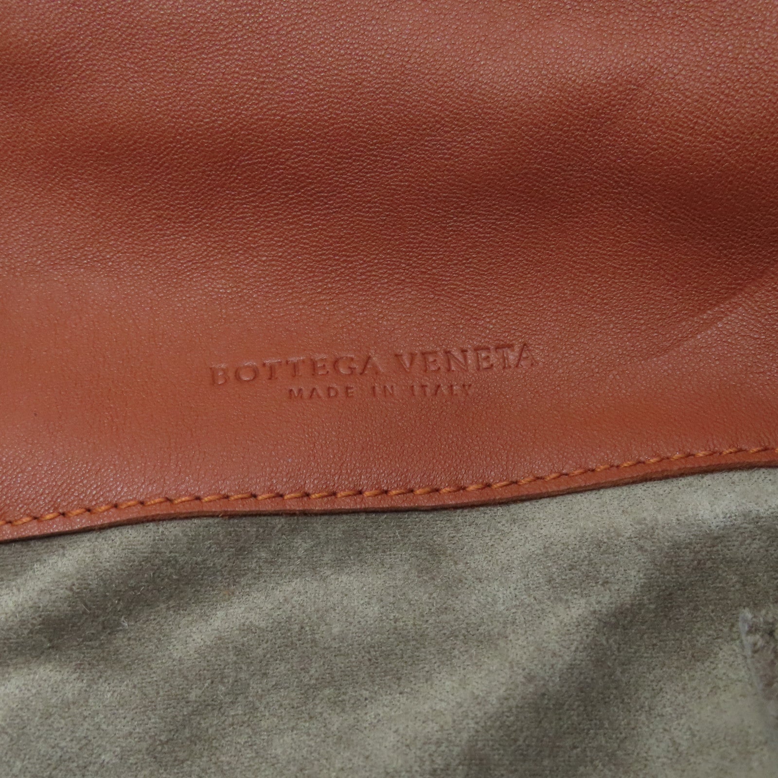 BOTTEGA VENETA Textured Leather Shoulder Bag Gold Buckle Brown
