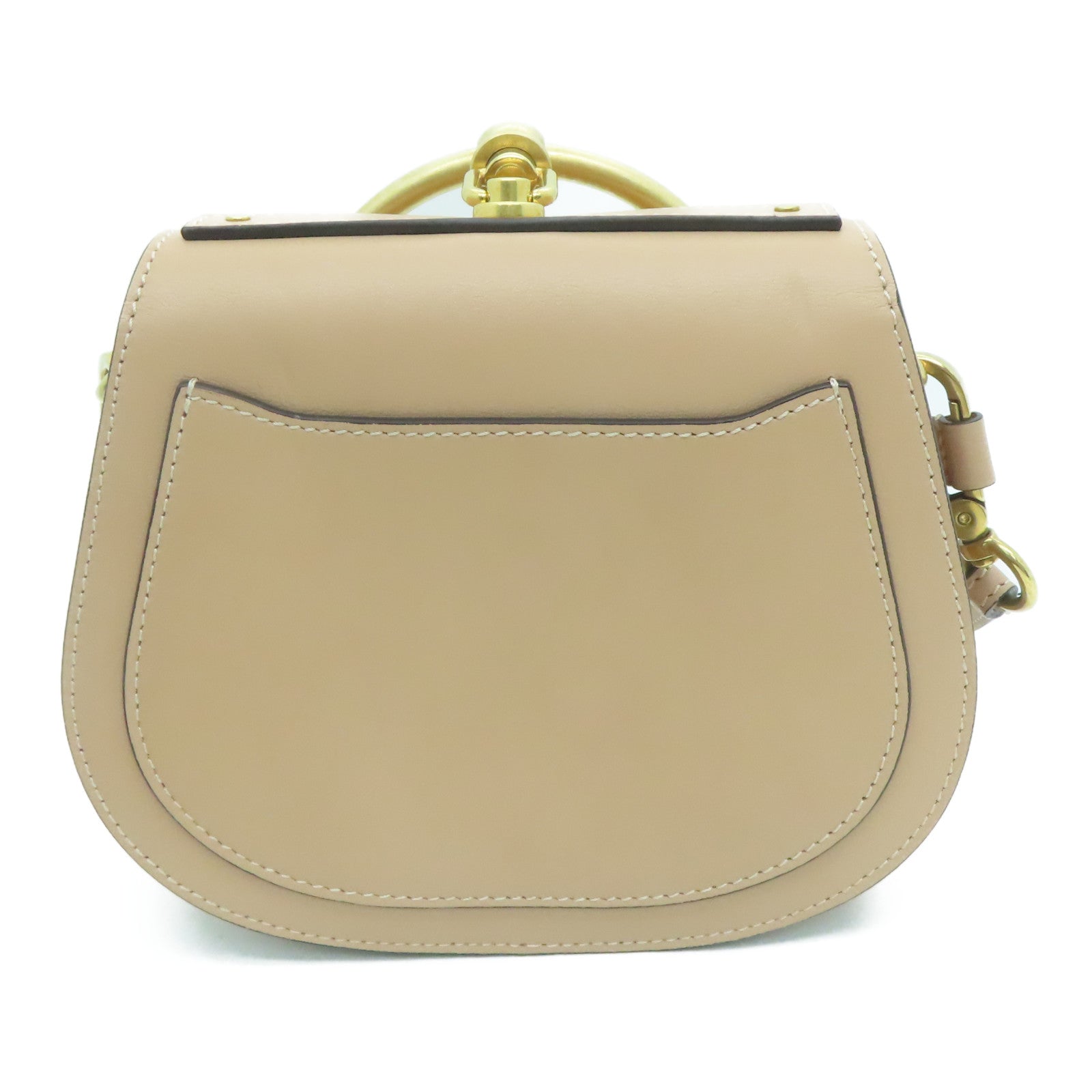 Chloe 牛皮/麂皮皮革Shoulder Bag金扣肩背袋米色