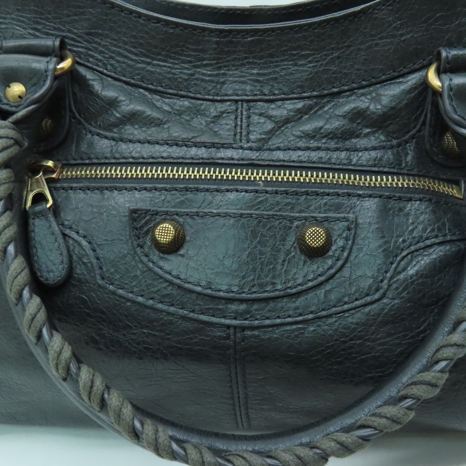 BALENCIAGA 牛皮皮革2 Way Shoulder金扣手挽肩背两用袋灰色