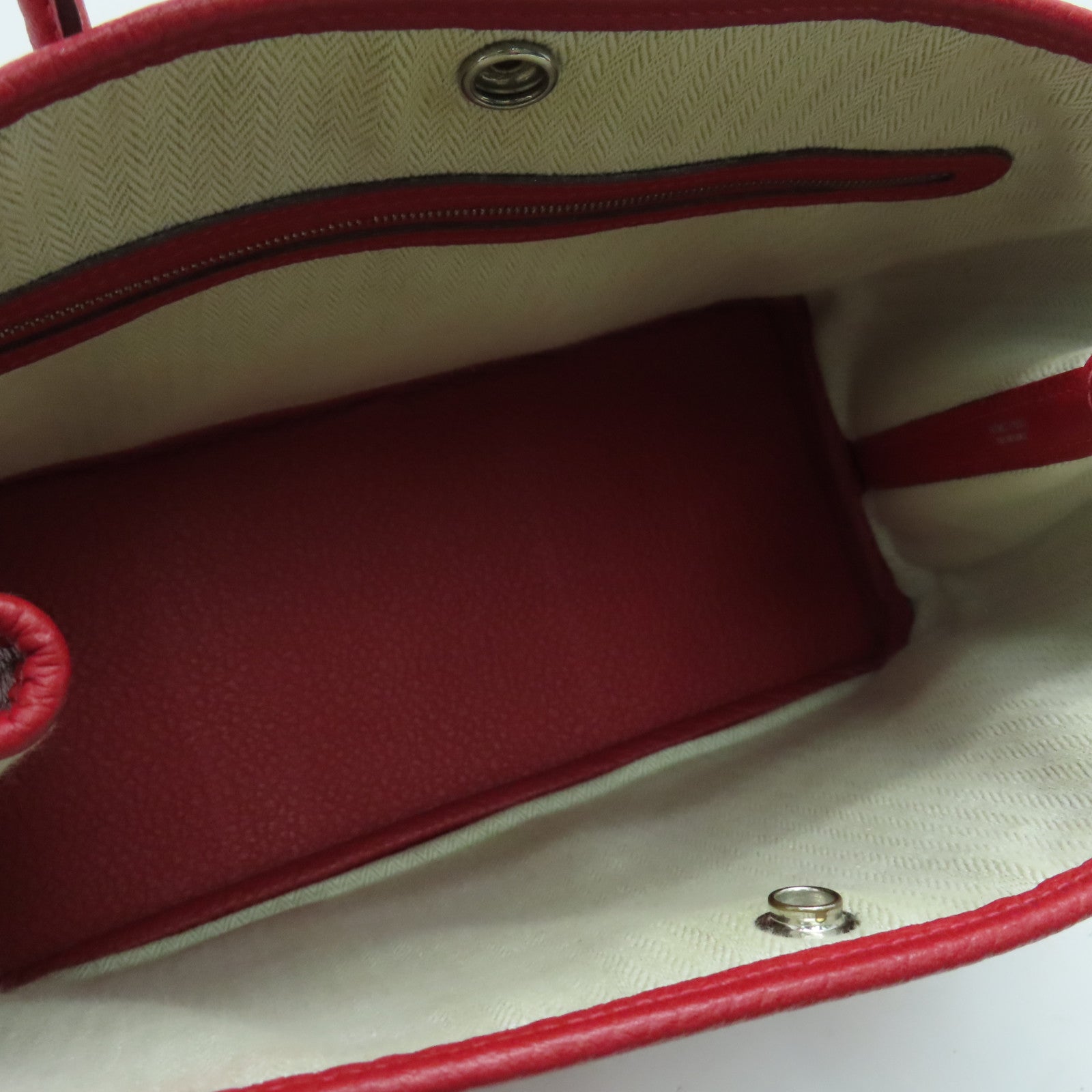 HERMES Country皮革Garden Party TPM银扣手挽袋红色Rouge Casaque Q5