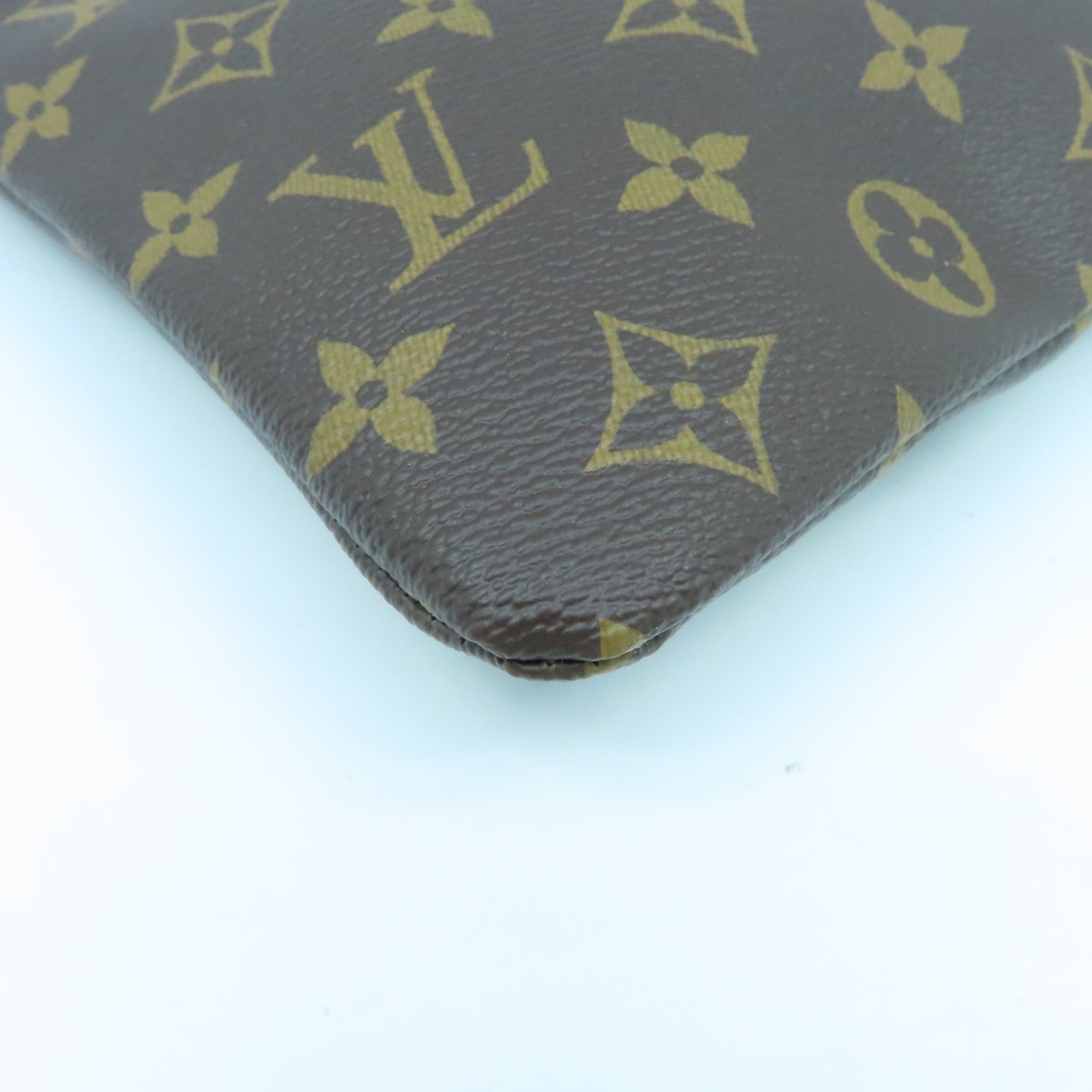 LOUIS VUITTON 【激減優惠】Monogram Daily Pouch金扣手拿包啡色/粉紅色