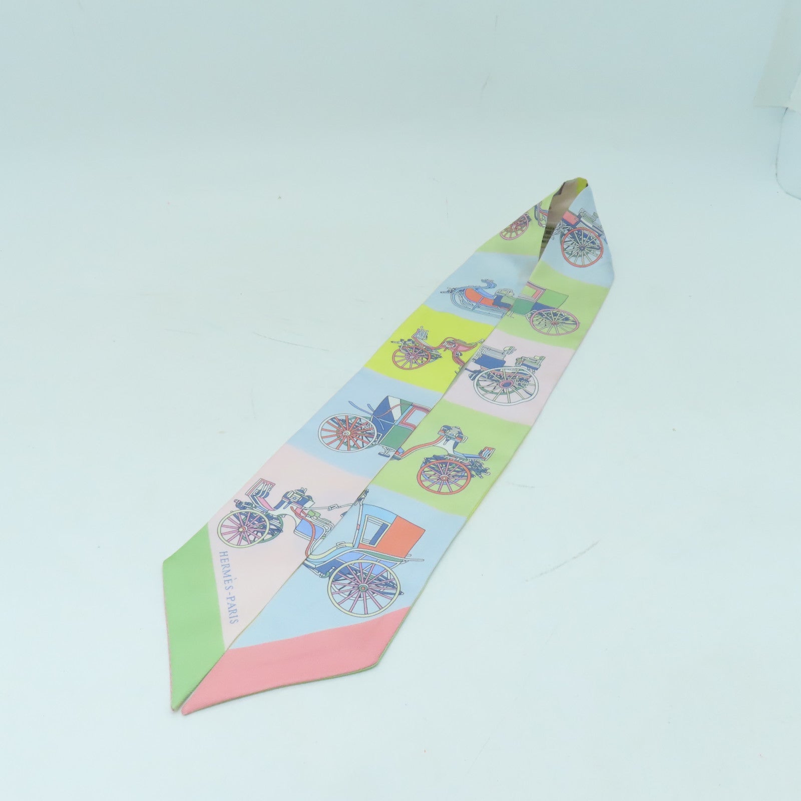 HERMES 絲質Twilly絲巾彩色