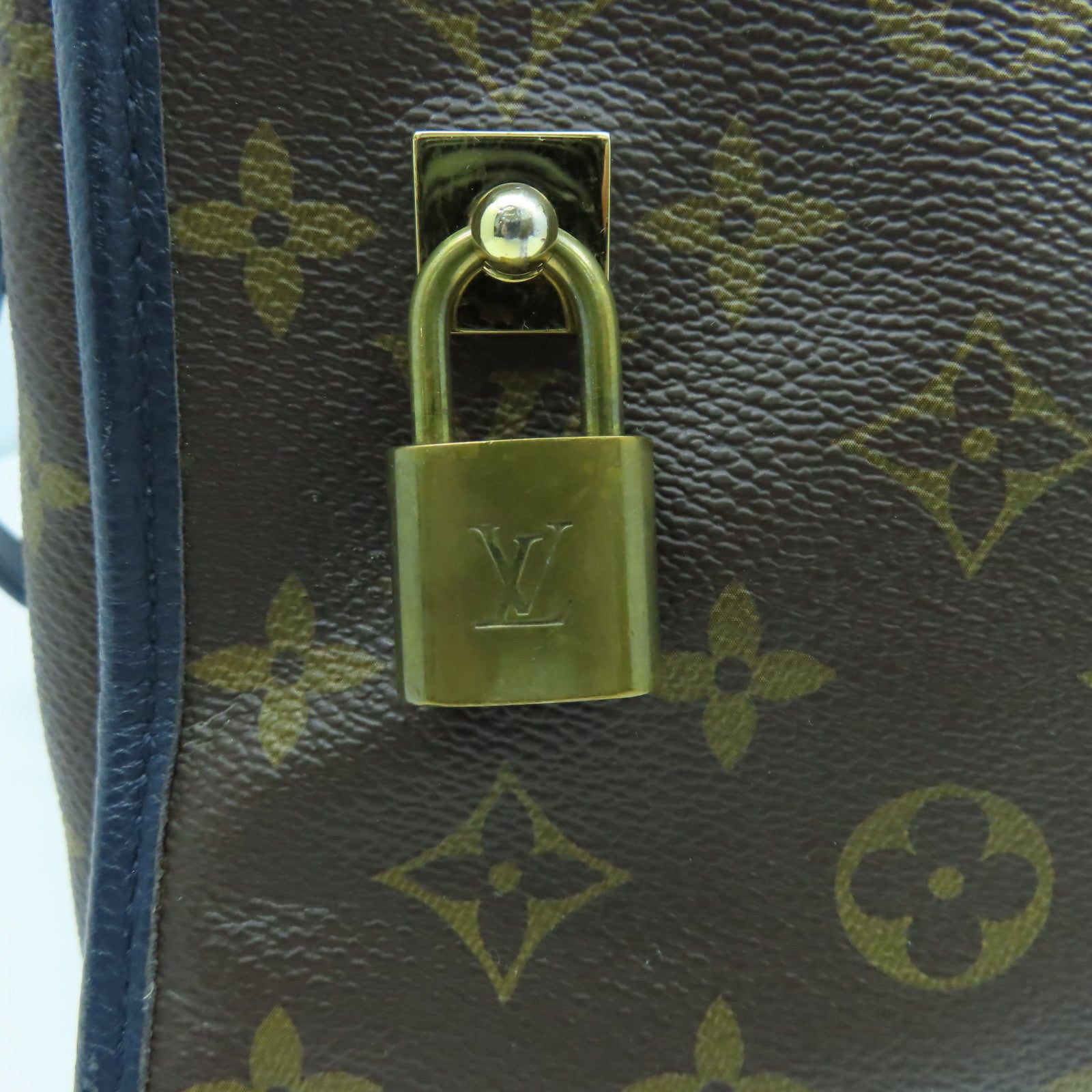 LOUIS VUITTON Monogram Popincourt MM金扣手挽肩背兩用袋啡色/藍色
