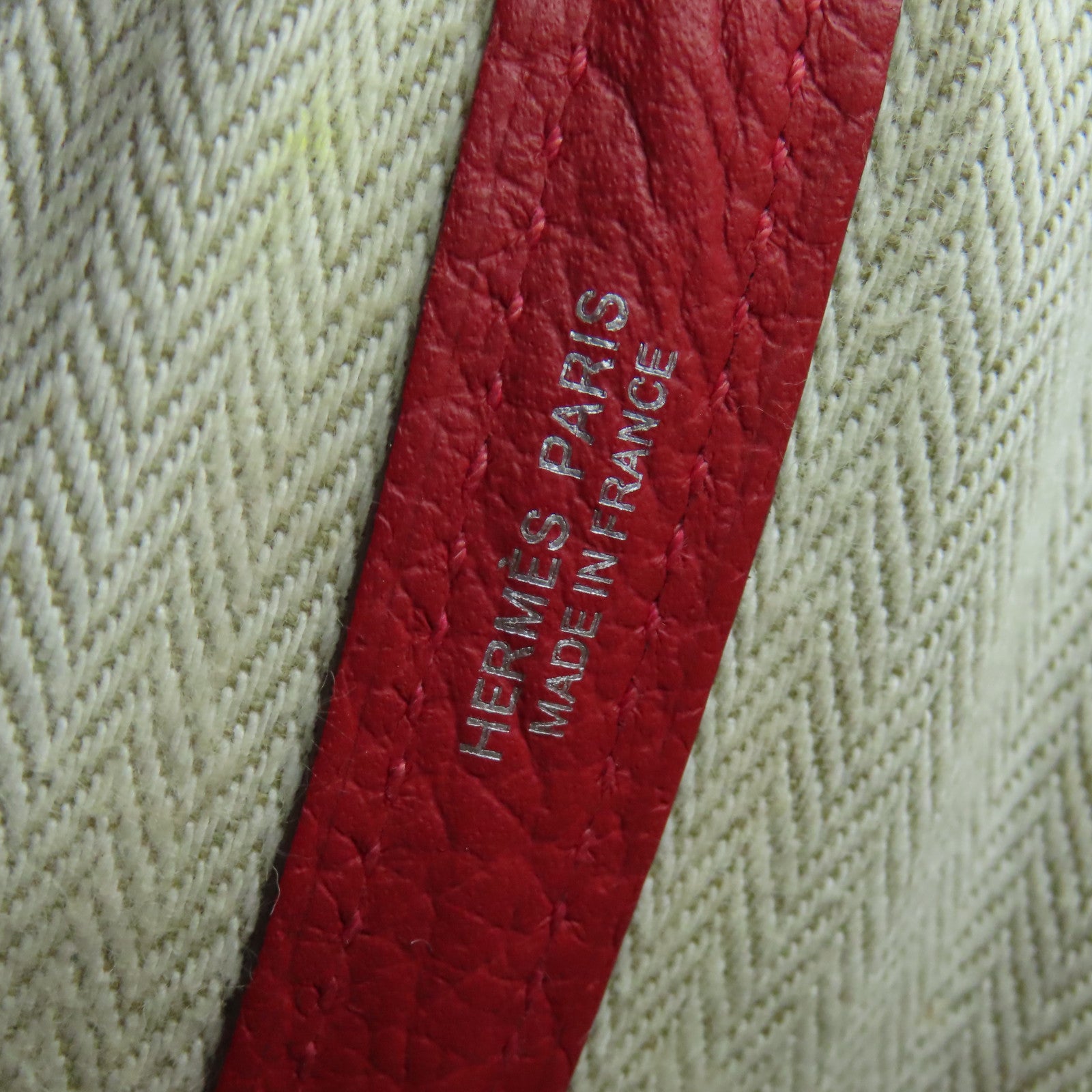 HERMES Country皮革Garden Party TPM银扣手挽袋红色Rouge Casaque Q5
