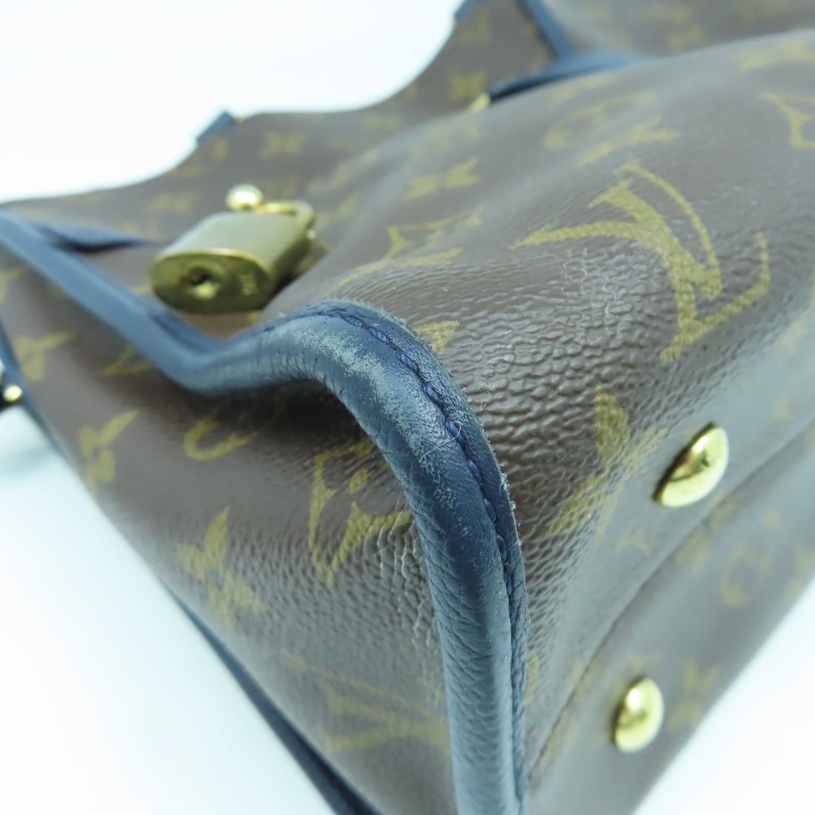 LOUIS VUITTON Monogram Popincourt MM金扣手挽肩背兩用袋啡色/藍色
