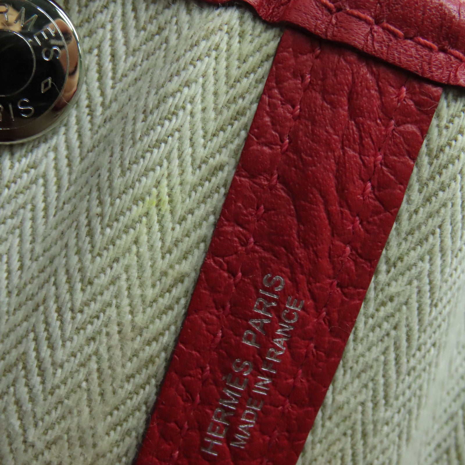 HERMES Country皮革Garden Party TPM银扣手挽袋红色Rouge Casaque Q5