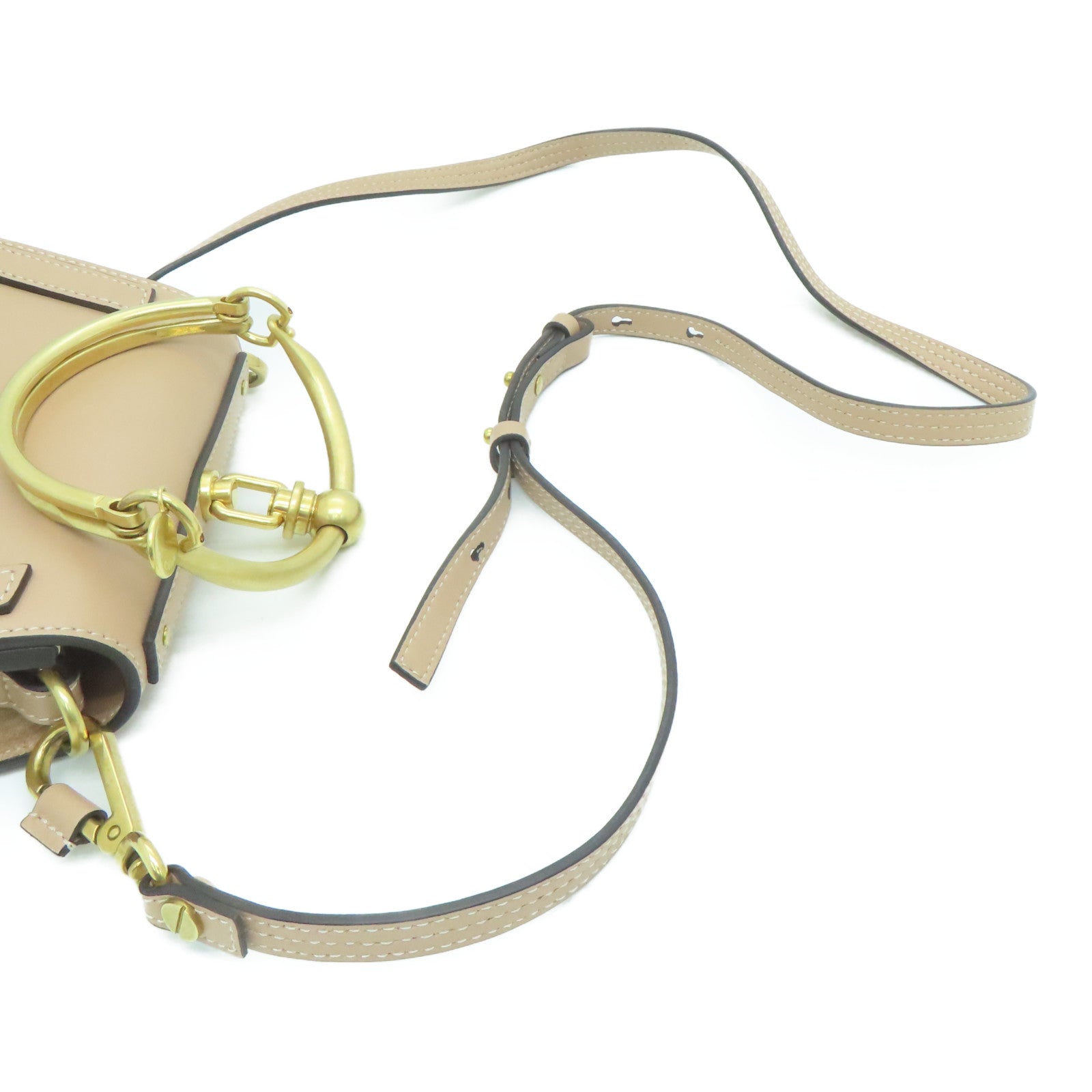 Chloe 牛皮/麂皮皮革Shoulder Bag金扣肩背袋米色