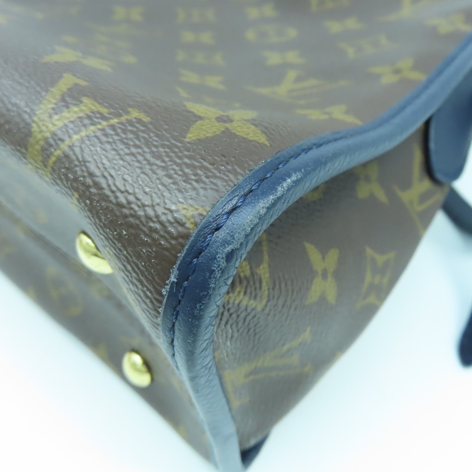 LOUIS VUITTON Monogram Popincourt MM金扣手挽肩背兩用袋啡色/藍色