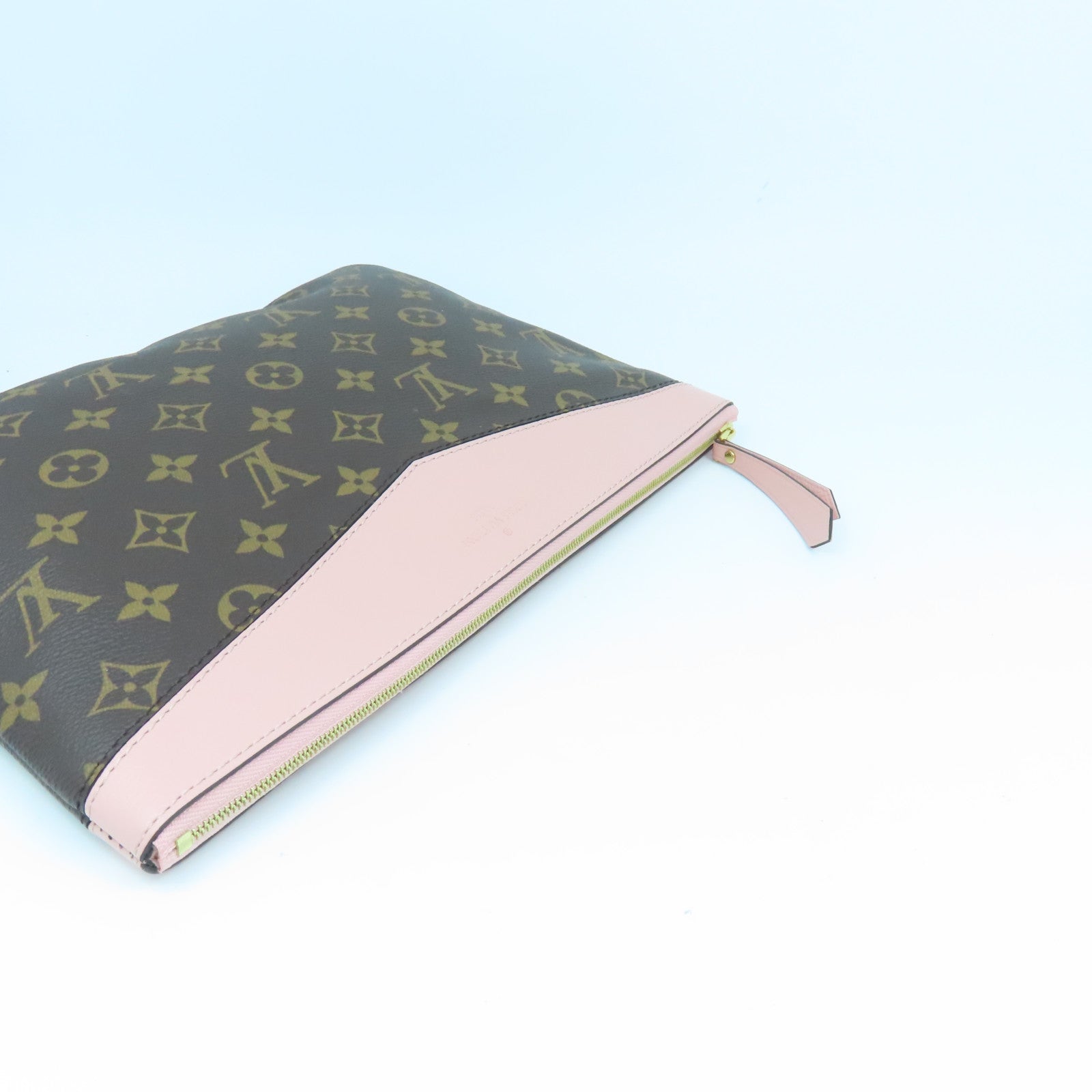 LOUIS VUITTON 【激減優惠】Monogram Daily Pouch金扣手拿包啡色/粉紅色
