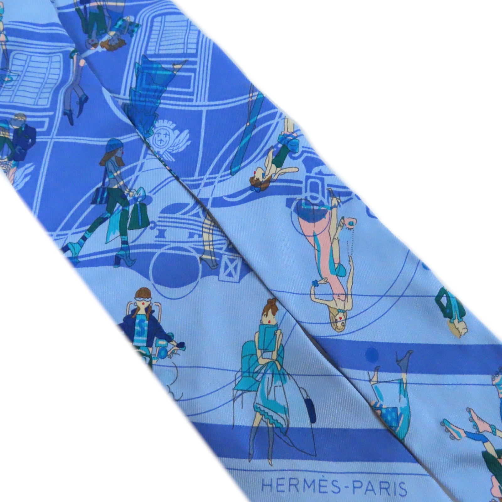 HERMES 絲質Twilly Scarf絲巾藍色