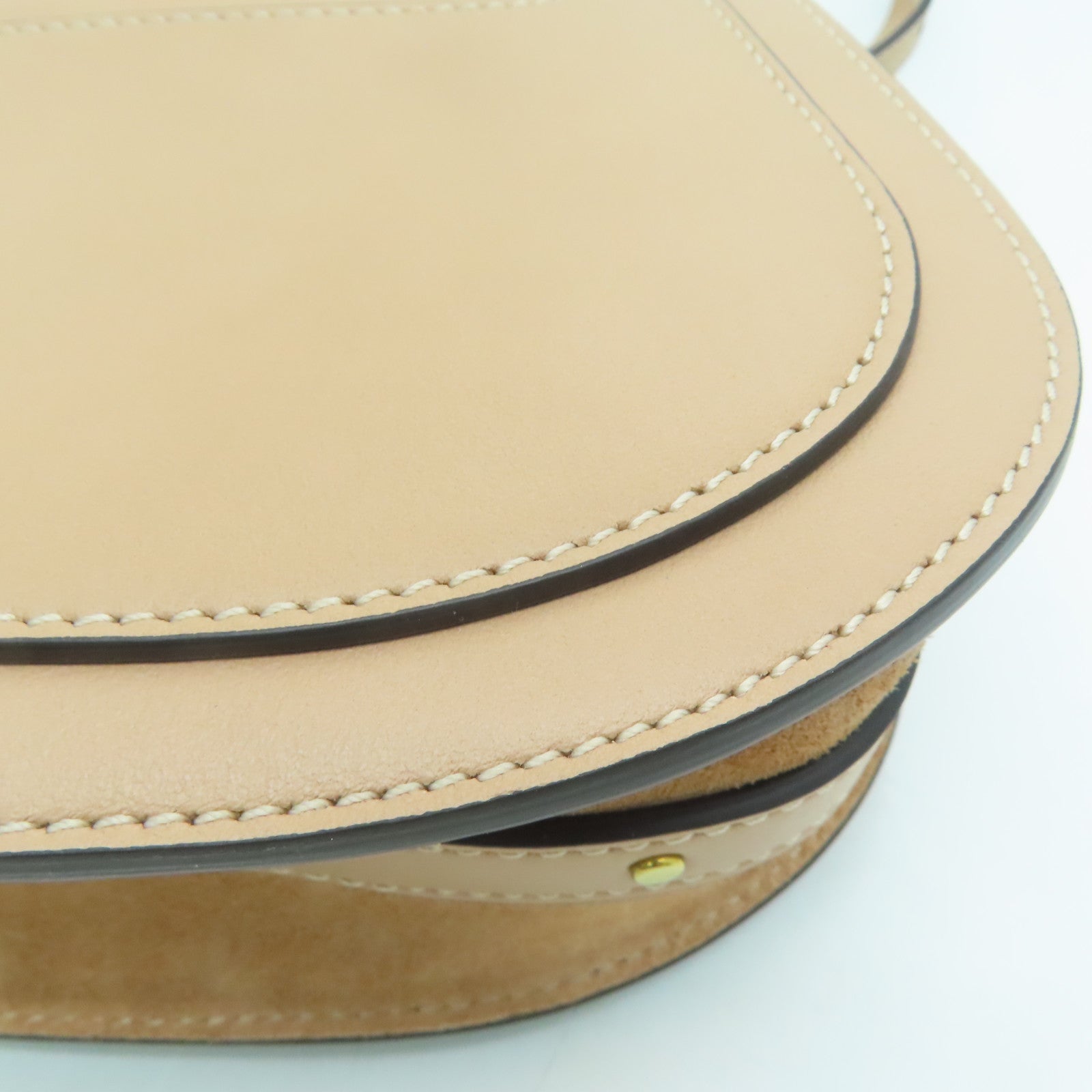 Chloe 牛皮/麂皮皮革Shoulder Bag金扣肩背袋米色