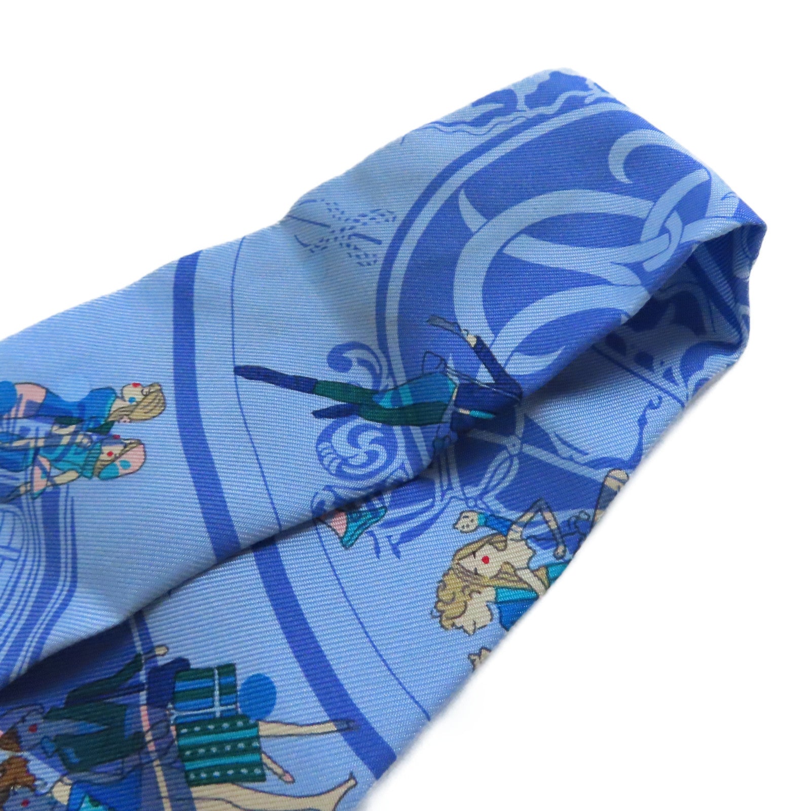 HERMES 絲質Twilly Scarf絲巾藍色
