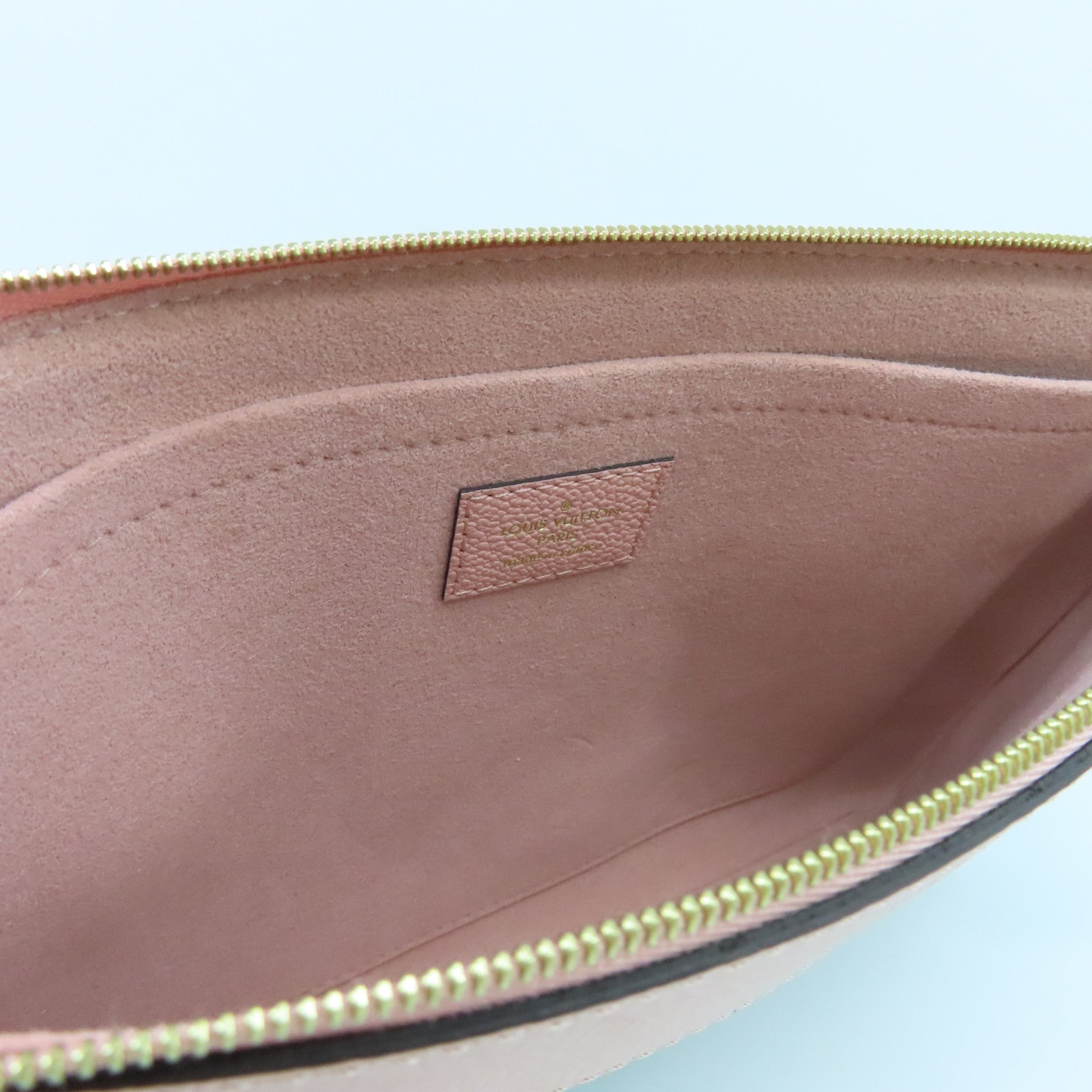 LOUIS VUITTON 【激減優惠】Monogram Daily Pouch金扣手拿包啡色/粉紅色