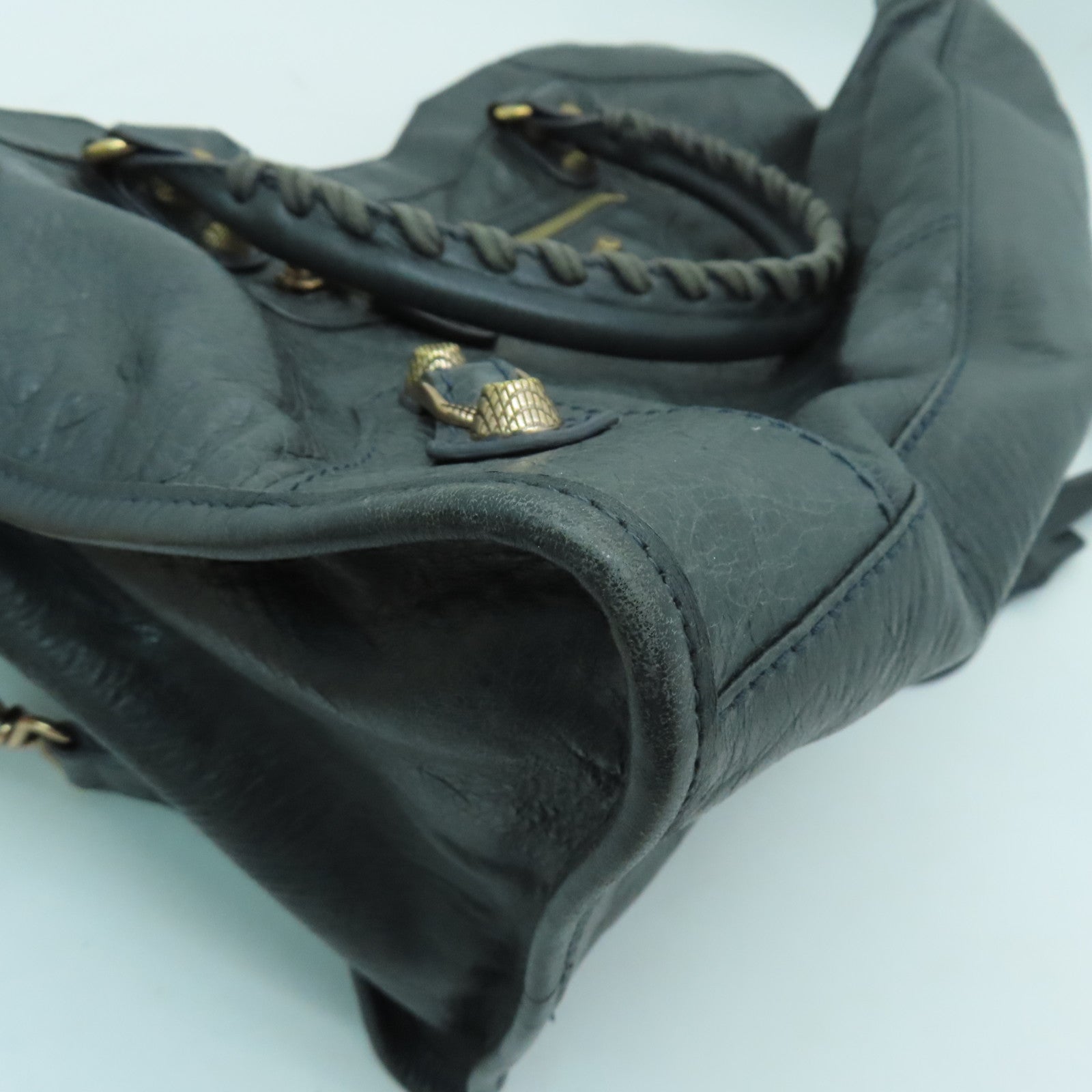 BALENCIAGA 牛皮皮革2 Way Shoulder金扣手挽肩背两用袋灰色
