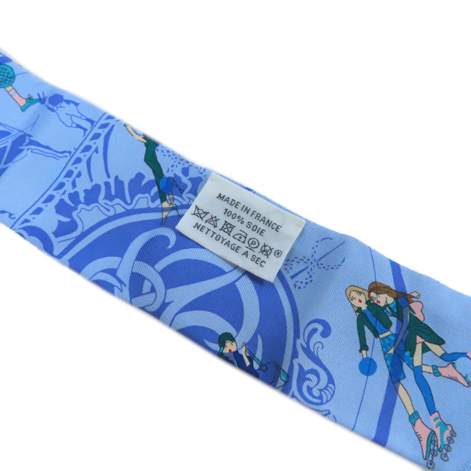 HERMES 絲質Twilly Scarf絲巾藍色