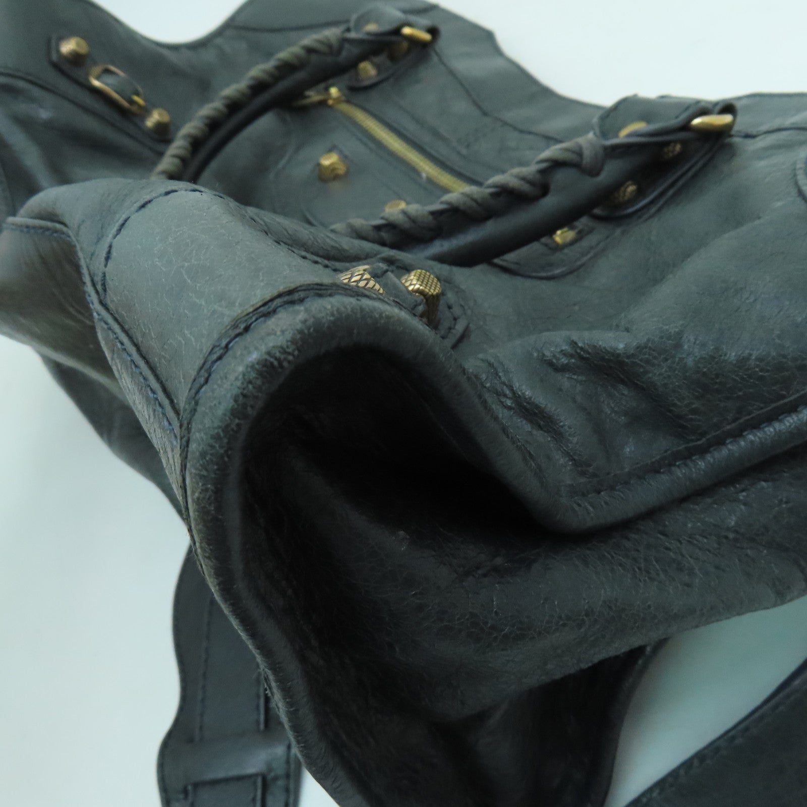 BALENCIAGA 牛皮皮革2 Way Shoulder金扣手挽肩背两用袋灰色