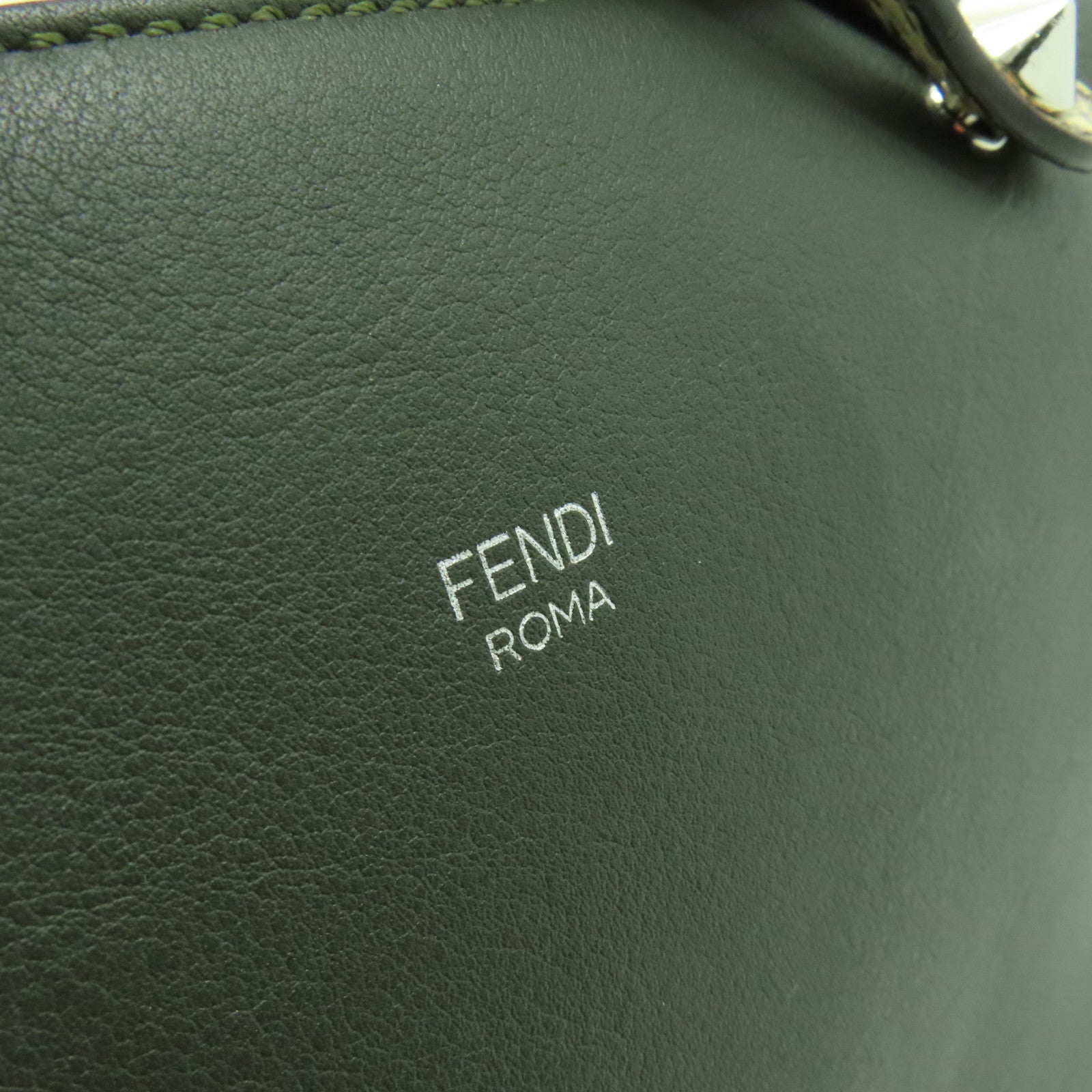 FENDI 牛皮皮革/蛇皮皮革By The Way銀扣手挽肩背兩用袋深綠色