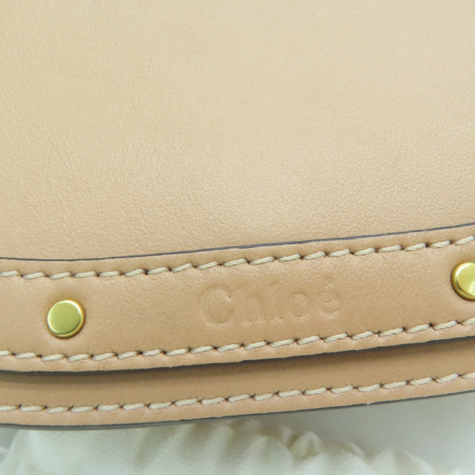 Chloe 牛皮/麂皮皮革Shoulder Bag金扣肩背袋米色