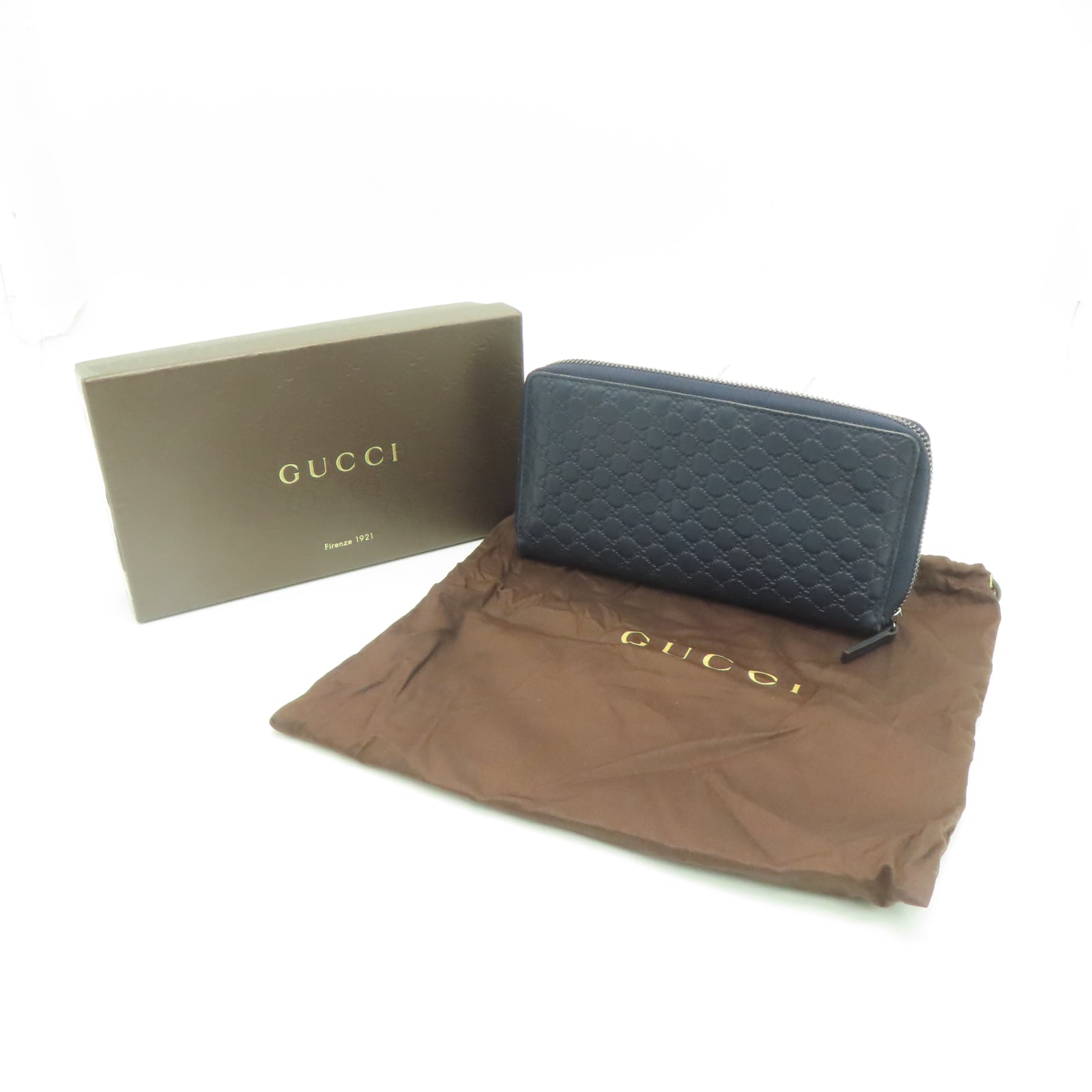 GUCCI 牛皮皮革Zipper Long Wallet銀扣拉錬長錢包藍色