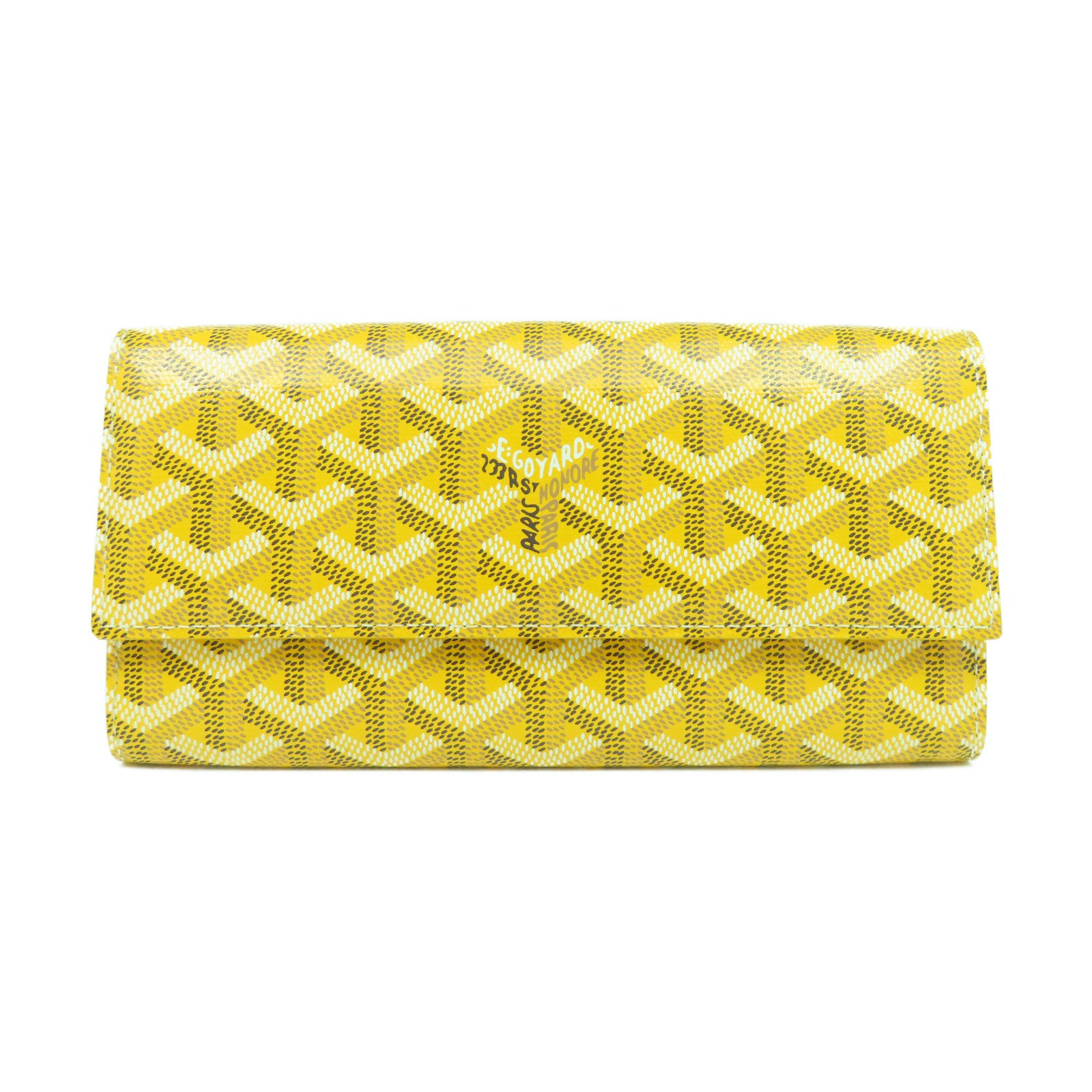 GOYARD 塗層帆布Herrribones Varennes Long Wallet銀扣長錢包黃色