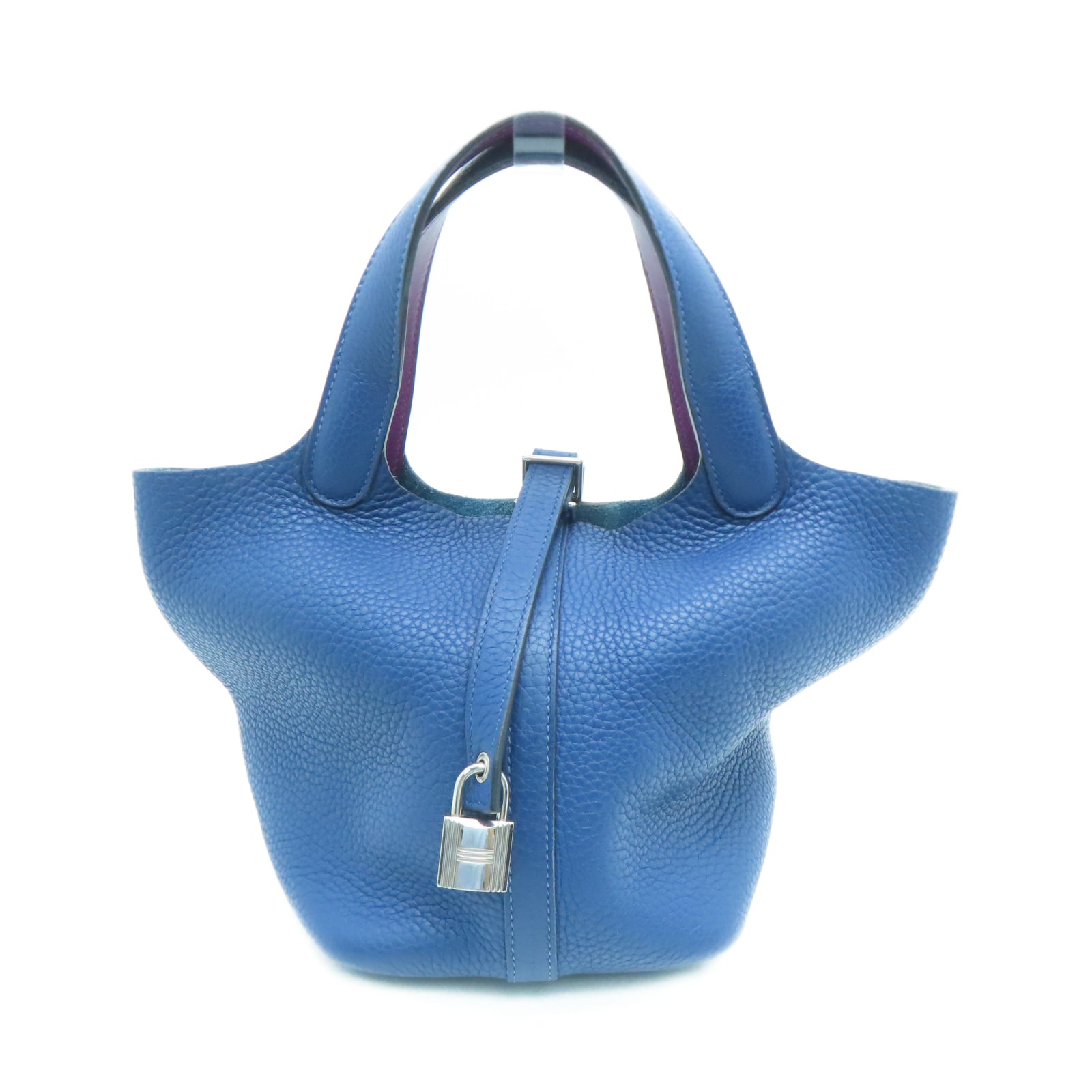 HERMES Taurillon Clemence Leather Picotin PM Silver Button Handle Bag
