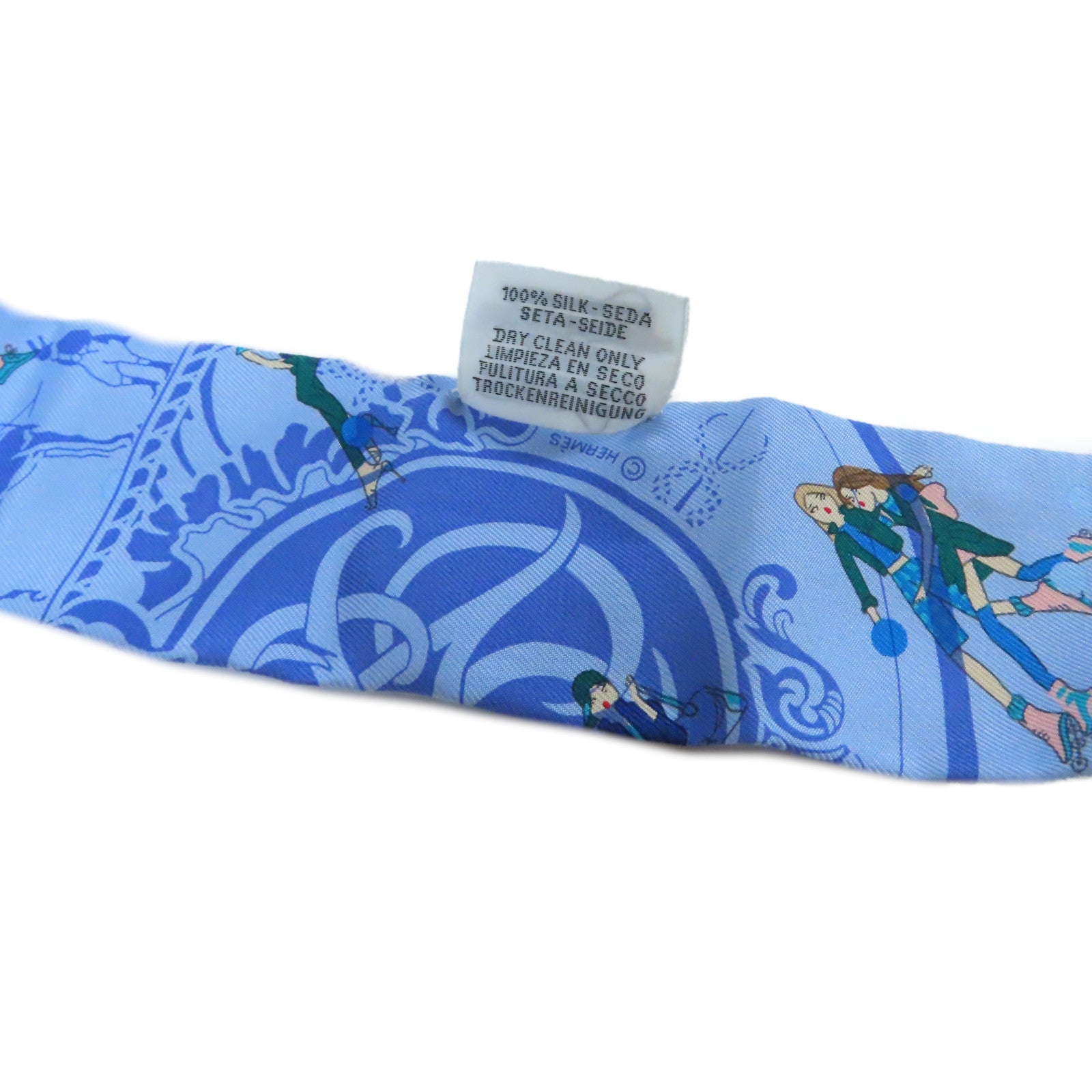 HERMES 絲質Twilly Scarf絲巾藍色