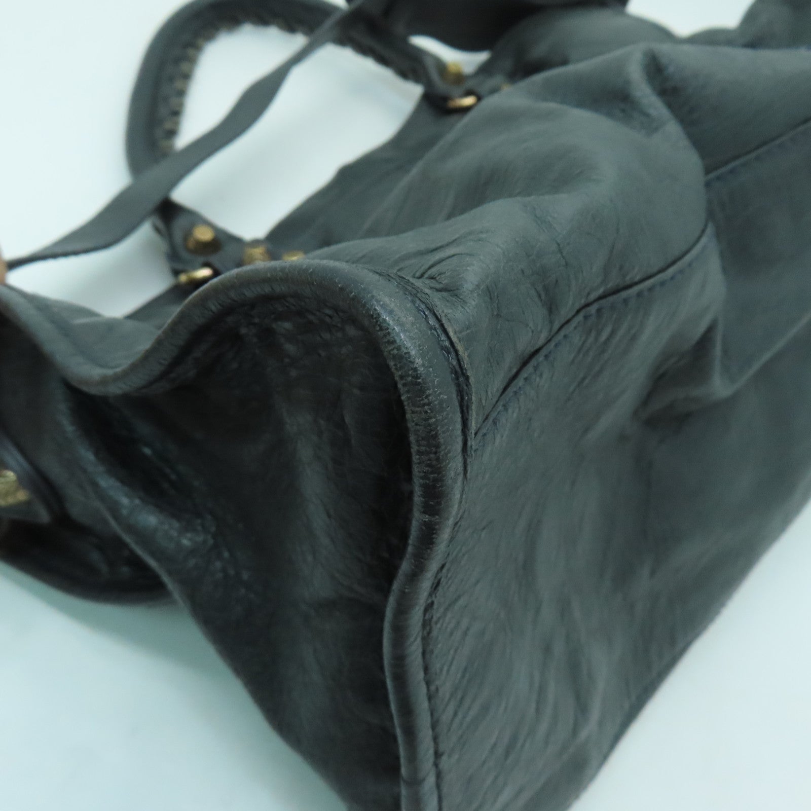 BALENCIAGA 牛皮皮革2 Way Shoulder金扣手挽肩背两用袋灰色