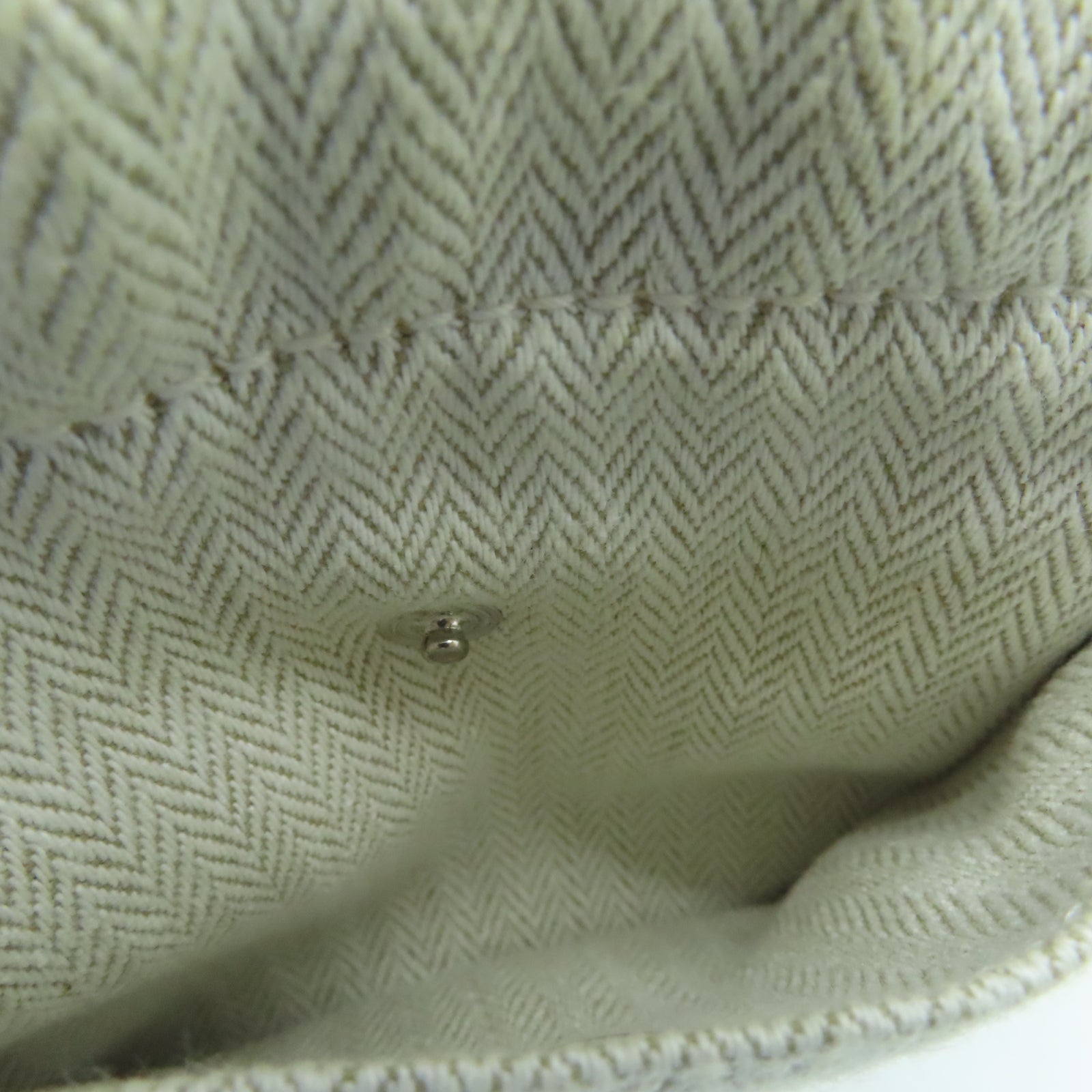 HERMES 帆布Dust Bag銀扣手拿包白色/棕色